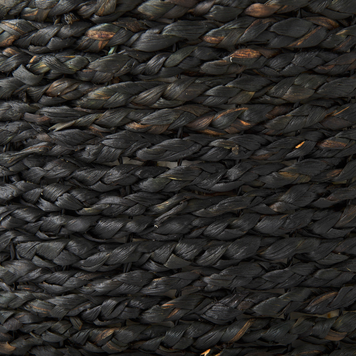 Dina 17.7L x 17.7W x 17.7H Black Cornhusk and Water Hyacinth Round Pouf from Mercana - Luna Furniture