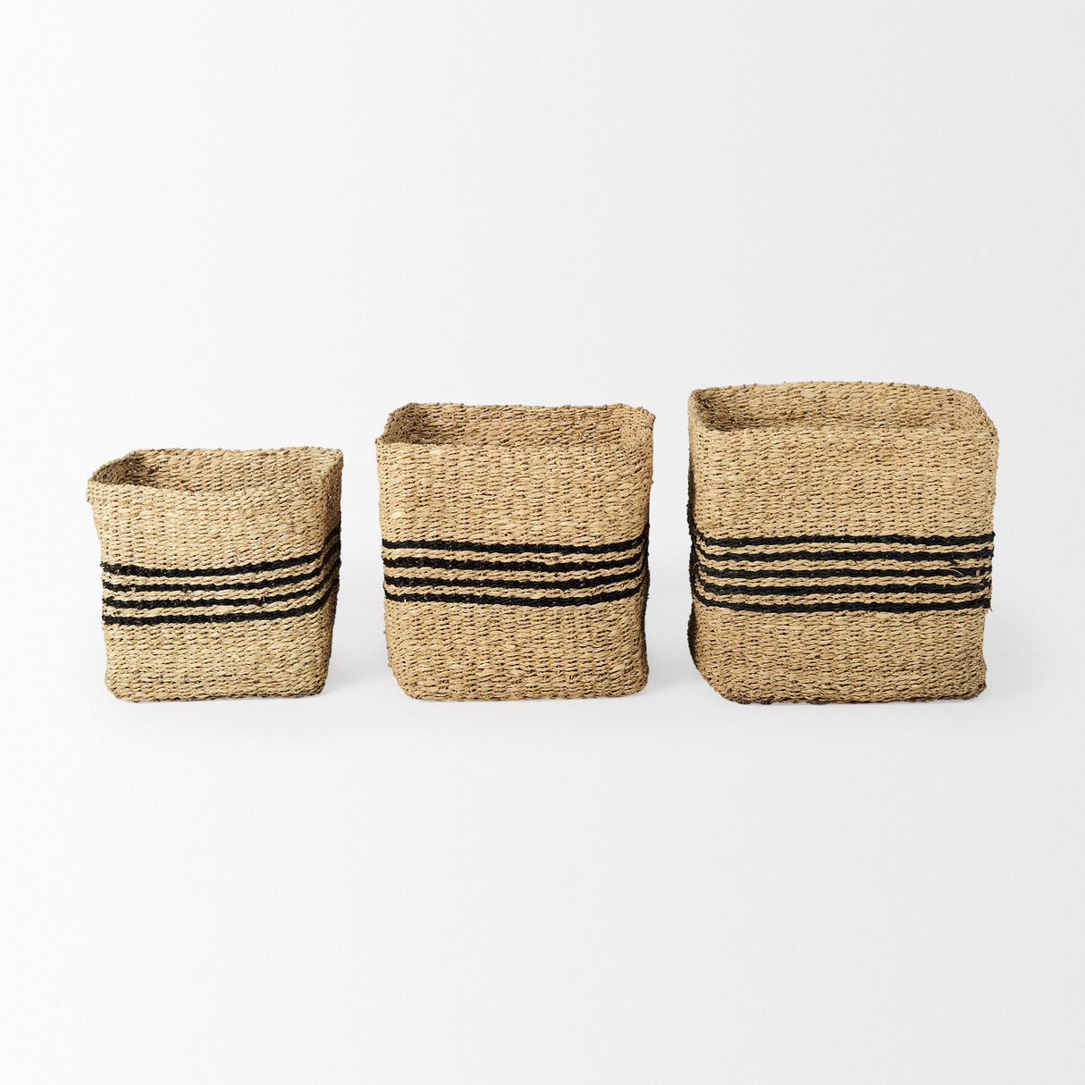 Cullen 15.7L x 15.7W x 15.7H (Set of 3) Grey Twisted Seagrass Square Basket from Mercana - Luna Furniture