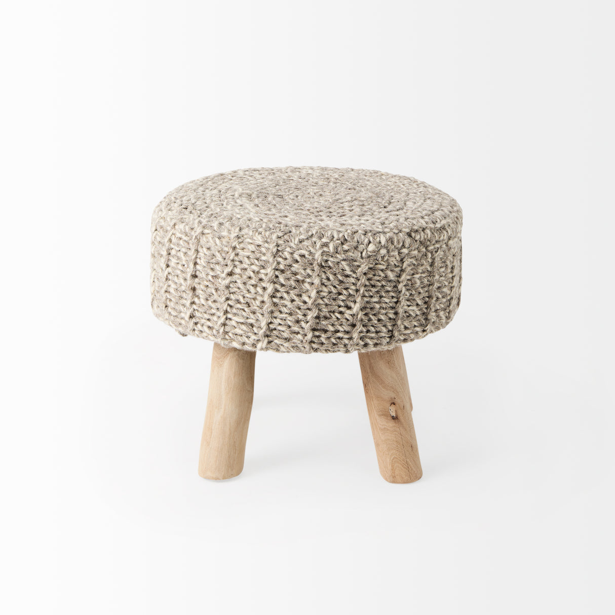 Bina 19.0L x 19.0W x 15.0H Taupe 4 Legged Wool Stool from Mercana - Luna Furniture