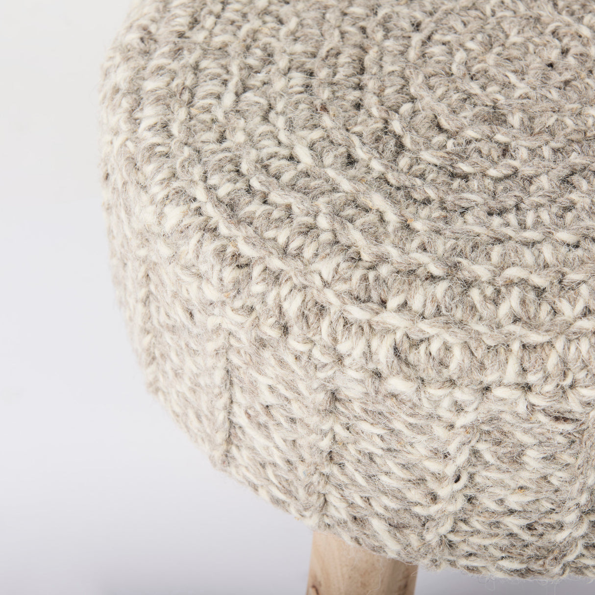 Bina 19.0L x 19.0W x 15.0H Taupe 4 Legged Wool Stool from Mercana - Luna Furniture