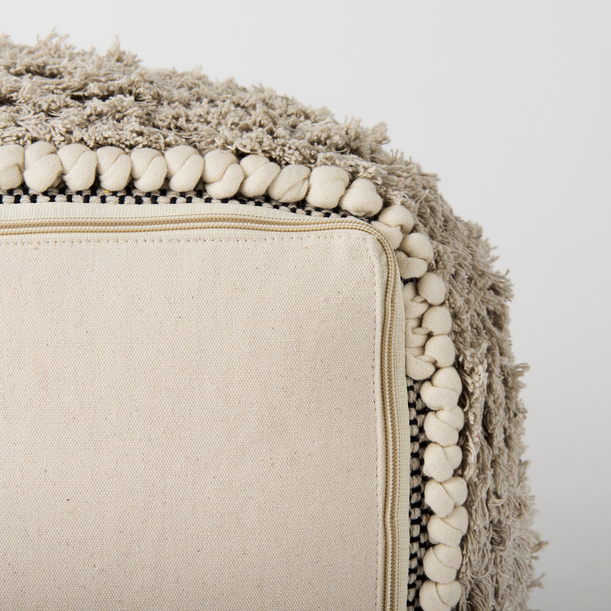 Darika 16.0L x 16.0W x 16.0H Black/White/Gray Cotton Pouf from Mercana - Luna Furniture