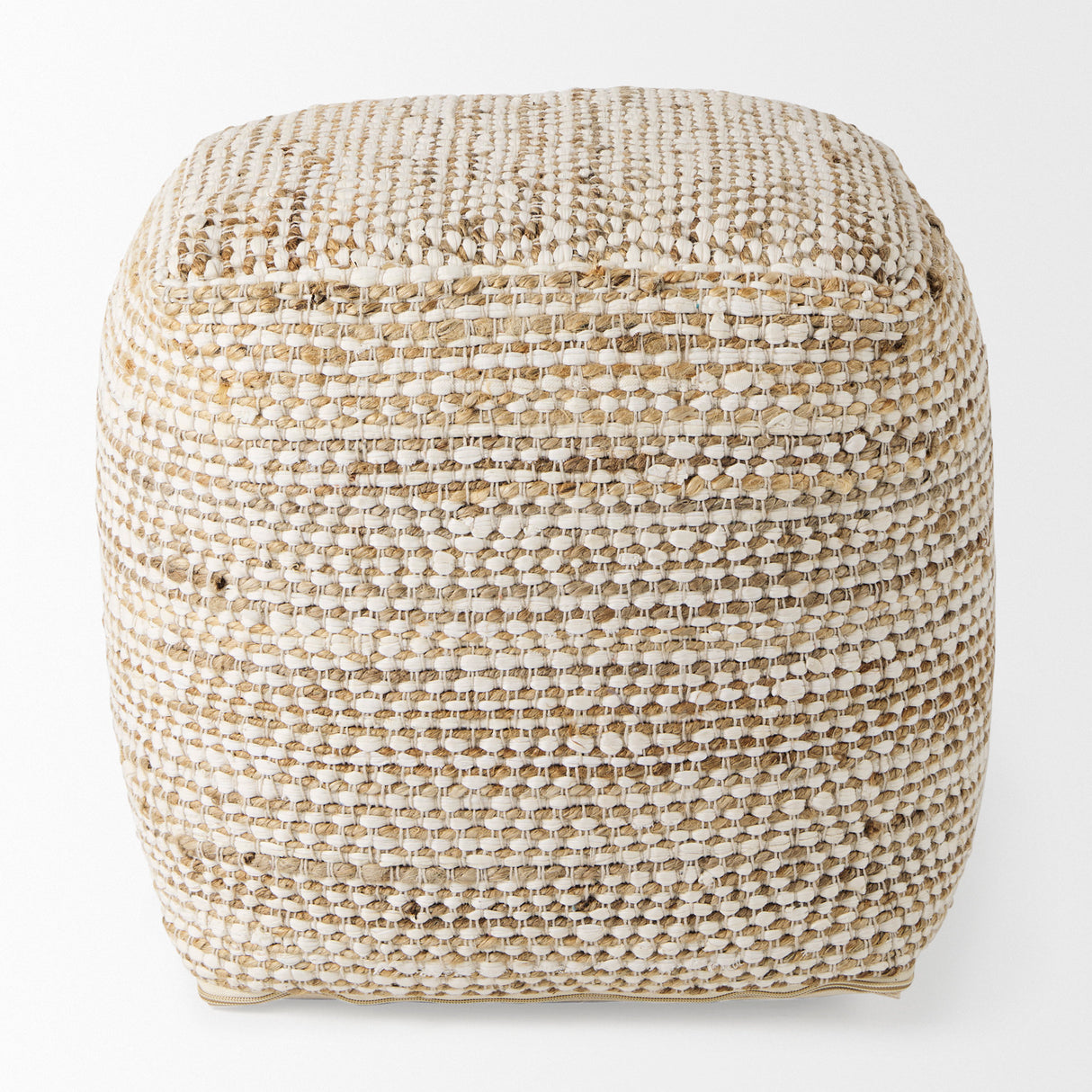 Ekani 16.0L x 16.0W x 16.0H Cream/Beige Cotton Pouf from Mercana - Luna Furniture
