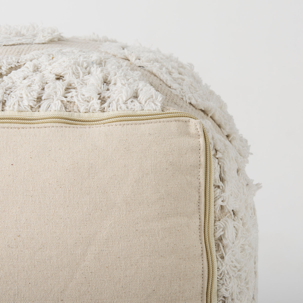 Ekanta 16.0L x 16.0W x 16.0H Cream/Beige Patterned Cotton Pouf from Mercana - Luna Furniture