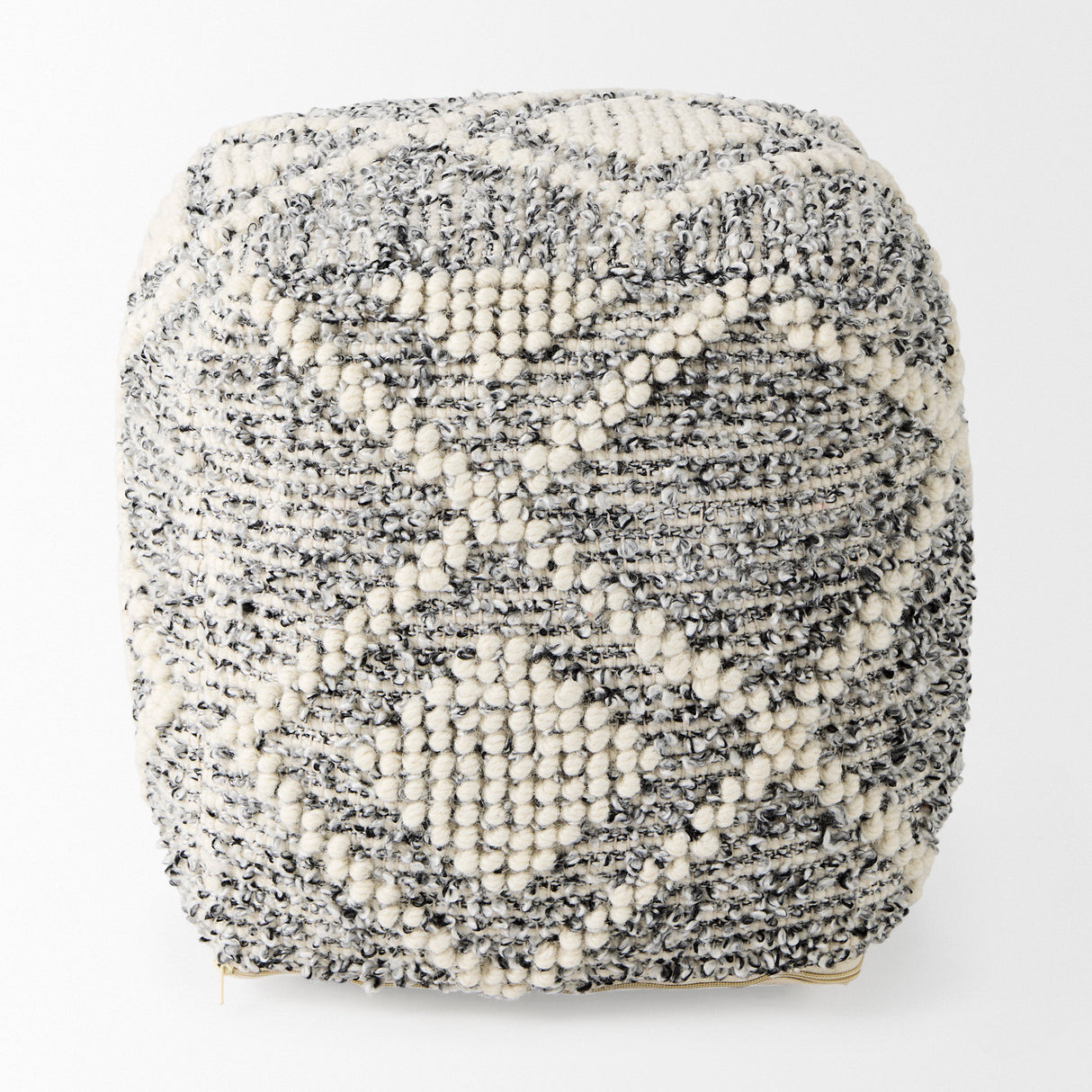 Ekiya 16.0L x 16.0W x 16.0H Black/White Yarn and Wool Patterened Pouf from Mercana - Luna Furniture