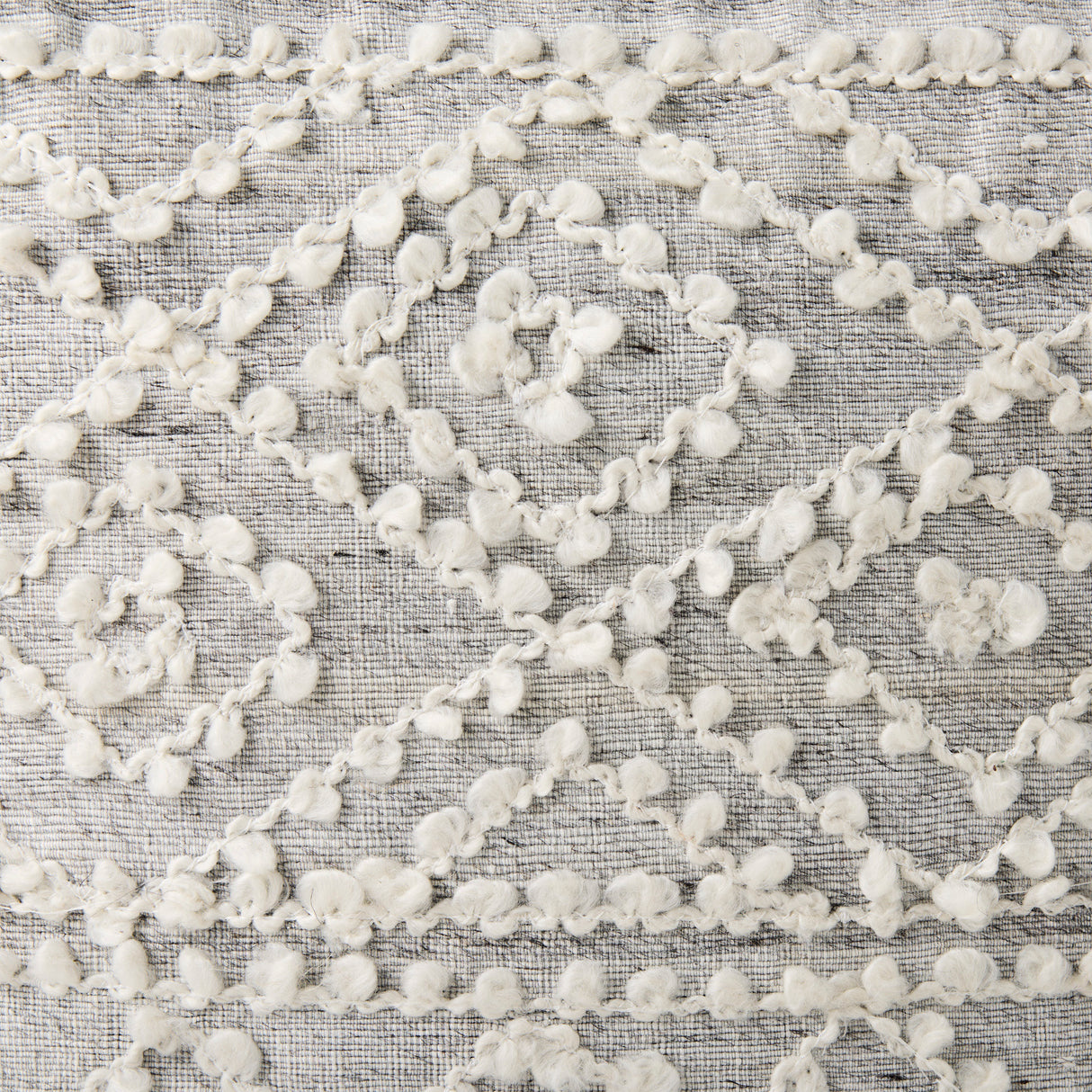Farida 6.0L x 16.0W x 16.0H Light Gray Wool and Polyester Patterned Pouf from Mercana - Luna Furniture