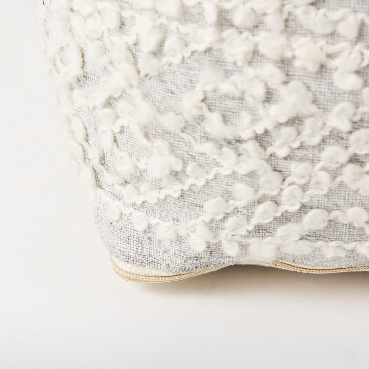 Farida 6.0L x 16.0W x 16.0H Light Gray Wool and Polyester Patterned Pouf from Mercana - Luna Furniture