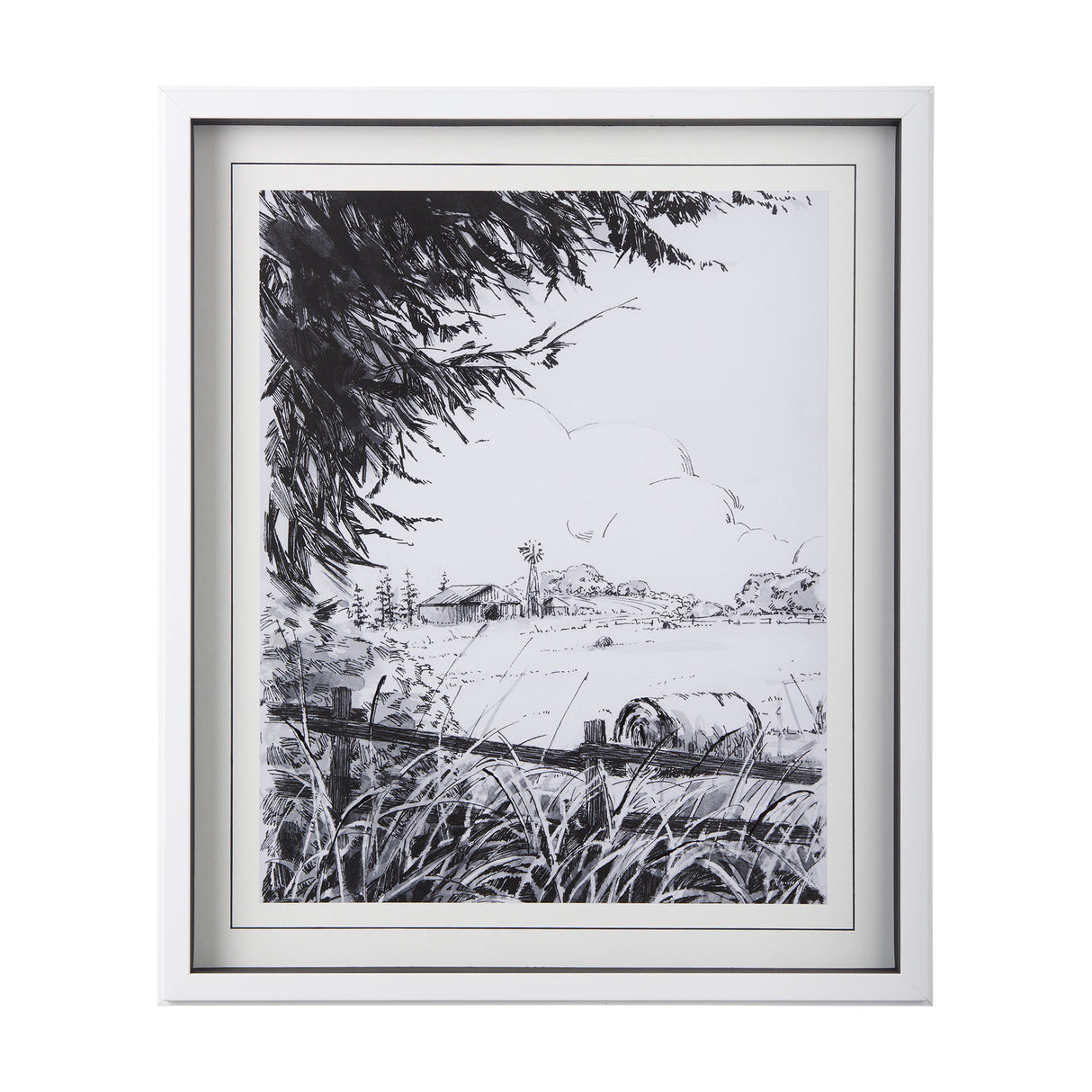 Farm View I by Mercana Studio a Hand Embellished Textured Framed Art Print Matted under Glass from Mercana - Luna Furniture