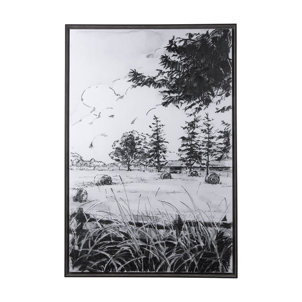 Farm View II by Mercana Studio a Hand Embellished Textured Framed Canvas