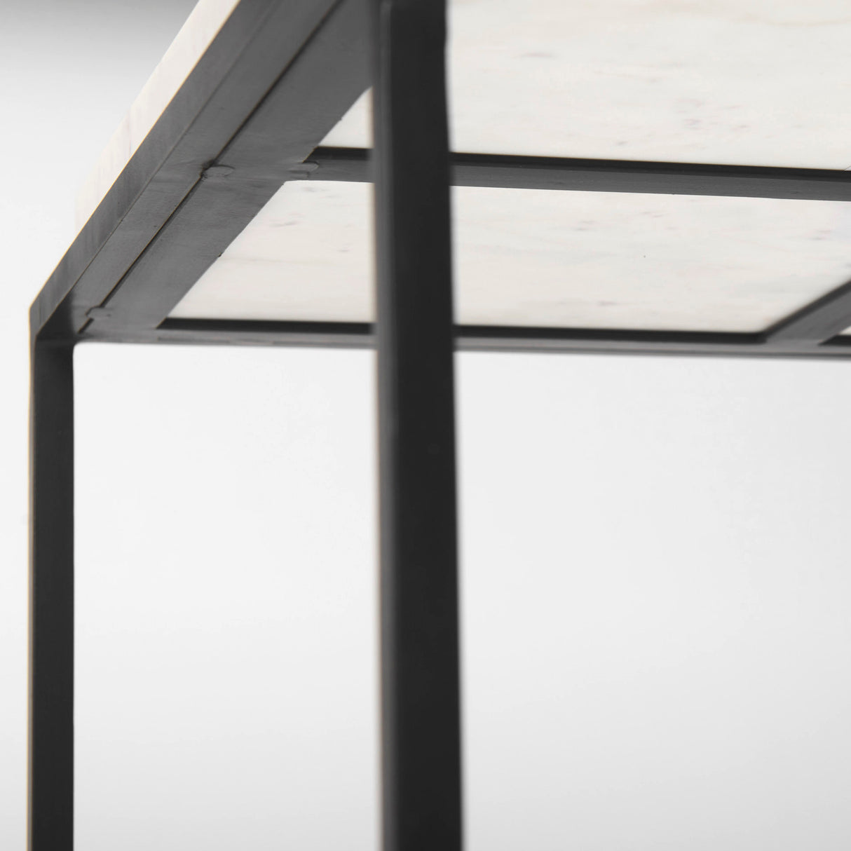Nathan II 18" x 20" Square Top White Marble and Black Metal End/Side Table from Mercana - Luna Furniture