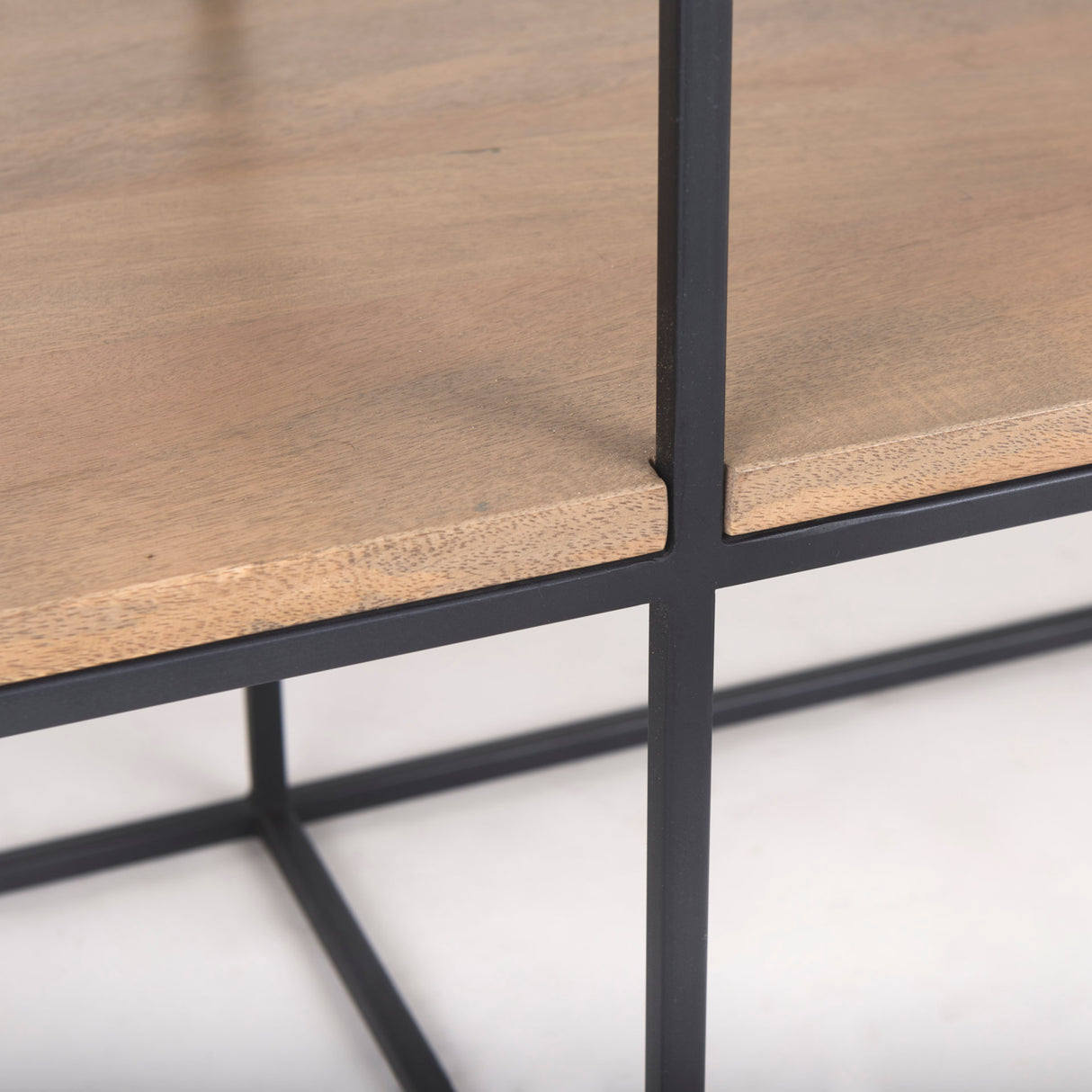 Morris 63.0L x 15.0W x 31.0H Beige Wood w/ Black Metal Frame 2 Drawer Console Table from Mercana - Luna Furniture