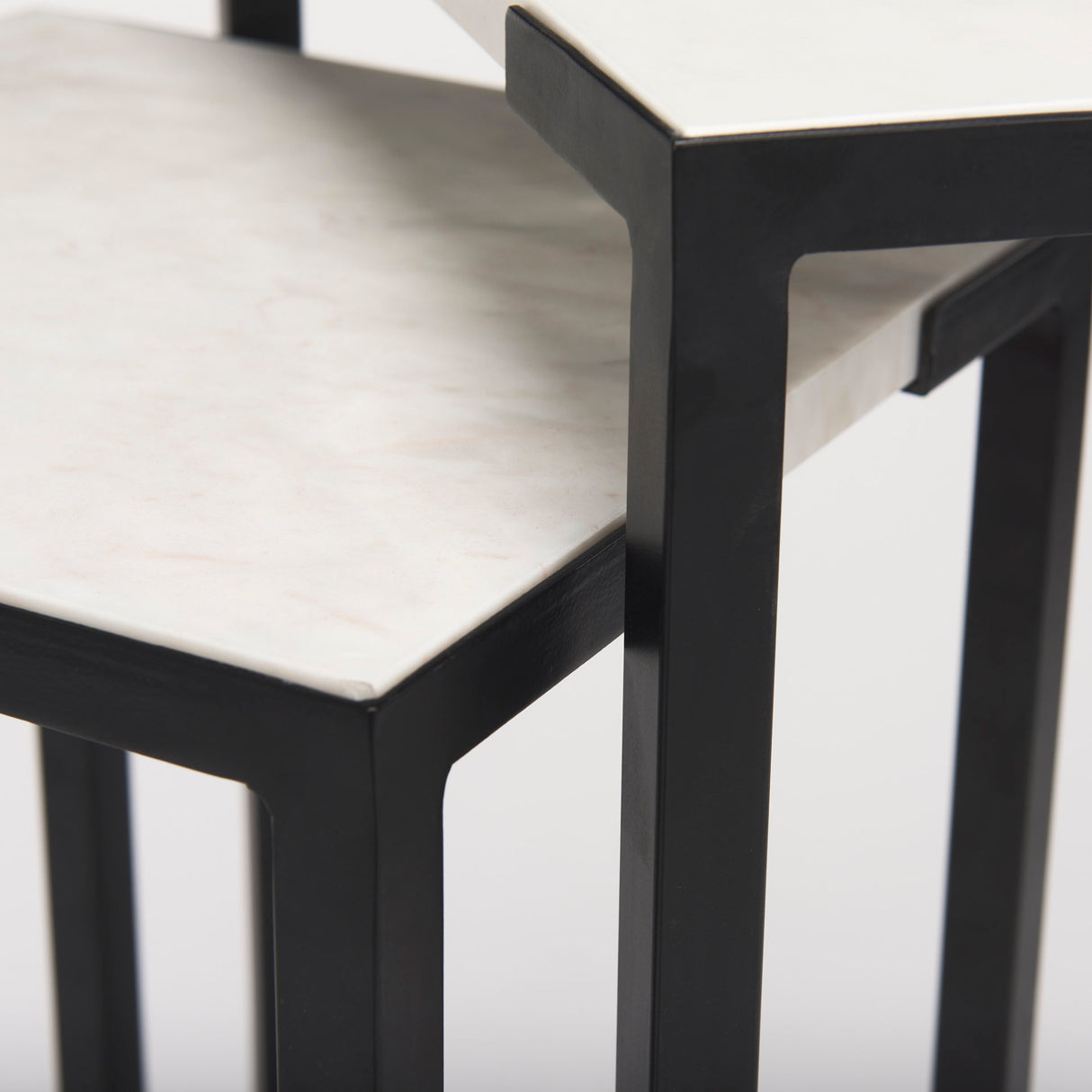 Lucas III (Set of 2) 15L x 15W; 12L x 12W White Marble W/Black Iron Frame Accent Tables from Mercana - Luna Furniture