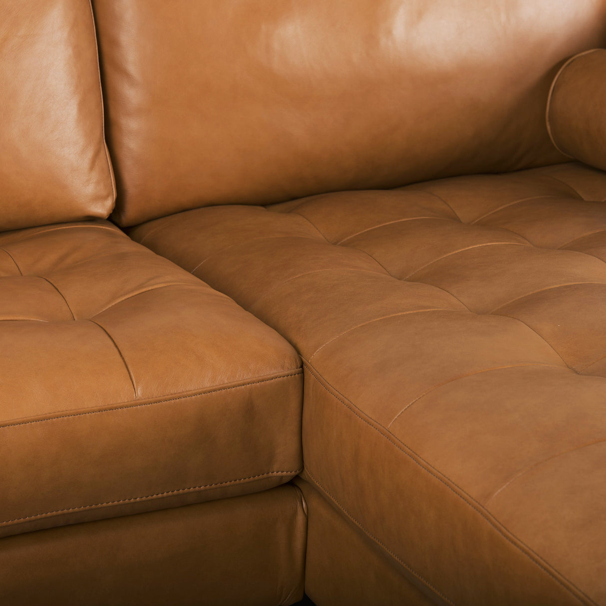Svend 111.4L x 68.0W x 33.9H Tan Leather Right Chaise Sectional Sofa from Mercana - Luna Furniture