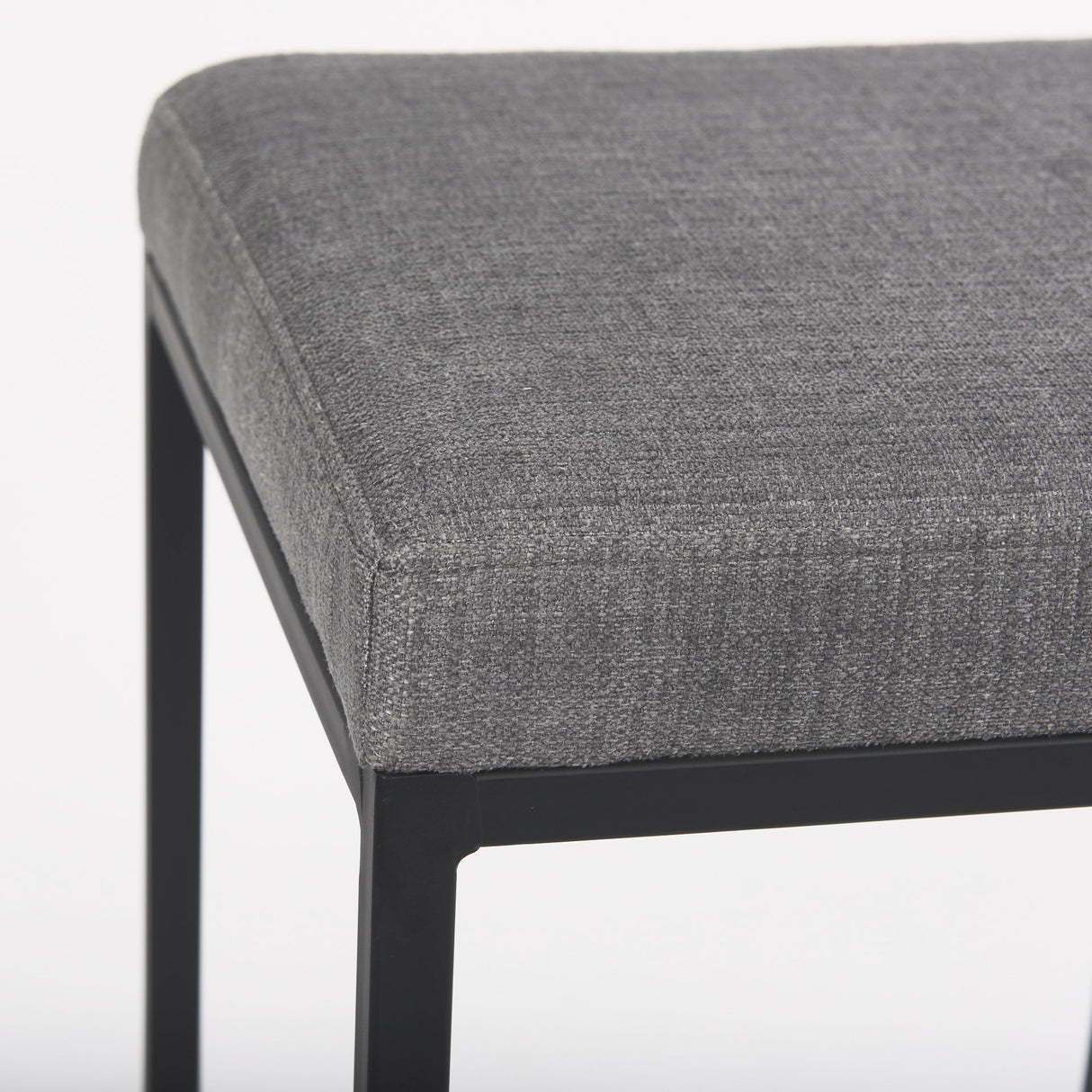 Frodo 29.75H Gray Fabric Seat W/Black Iron Frame Bar Stool from Mercana - Luna Furniture