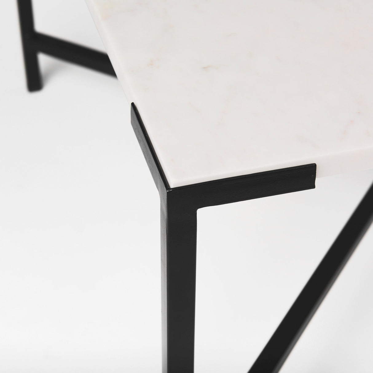 Lucas 30x30 White Marble Top Black Metal Base Coffee Table from Mercana - Luna Furniture