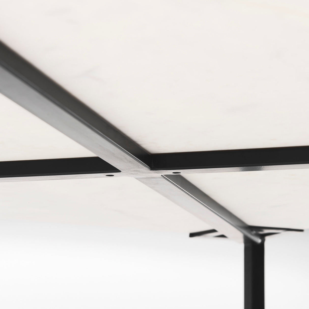 Lucas 30x30 White Marble Top Black Metal Base Coffee Table from Mercana - Luna Furniture