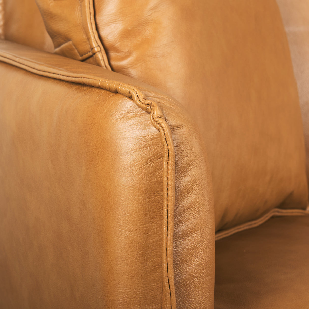 Lake Como 85.8L x 36.6W x 32.3H Tan Leather Three Seater Sofa from Mercana - Luna Furniture
