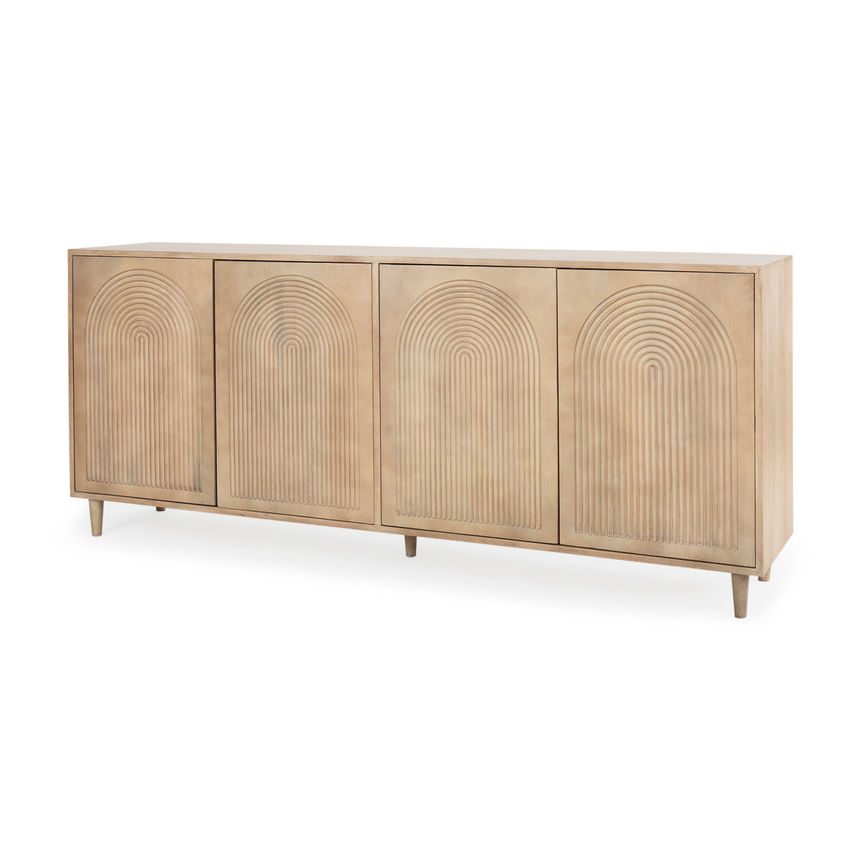 Tucker Light Brown Wood w/ Carved Arch Pattern 4 Door Sideboard from Mercana - Luna Furniture