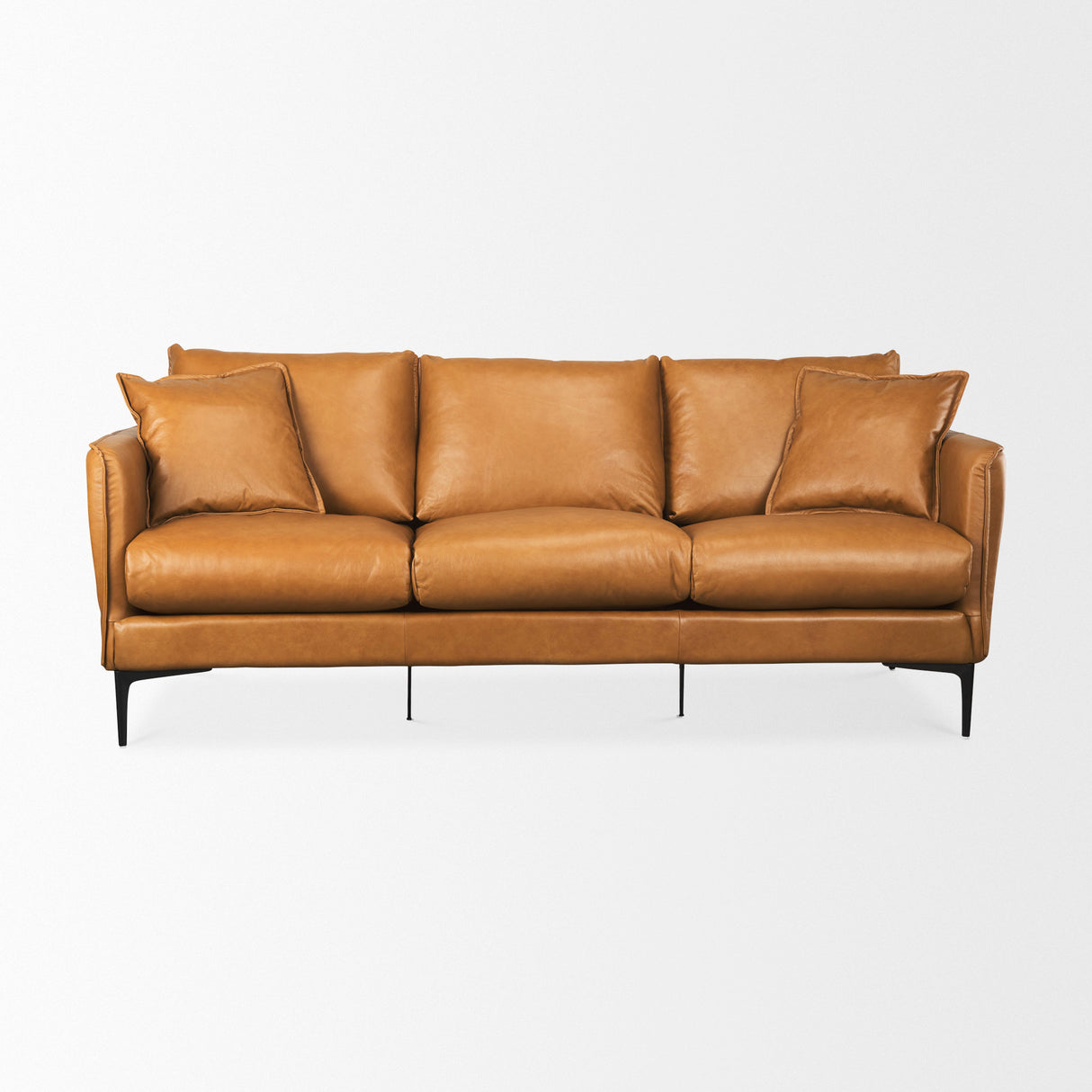 Lake Como 85.8L x 36.6W x 32.3H Tan Leather Three Seater Sofa from Mercana - Luna Furniture