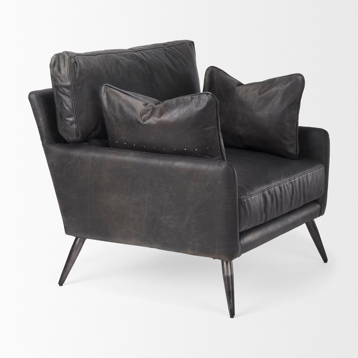 Cochrane 34.5L x 33.0W x 32.5H Black Leather Wrapped Chair from Mercana - Luna Furniture