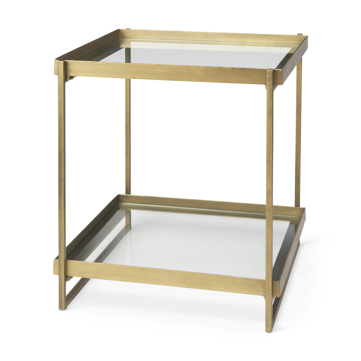 Trey Gold Metal W/Glass Accent Table from Mercana - Luna Furniture