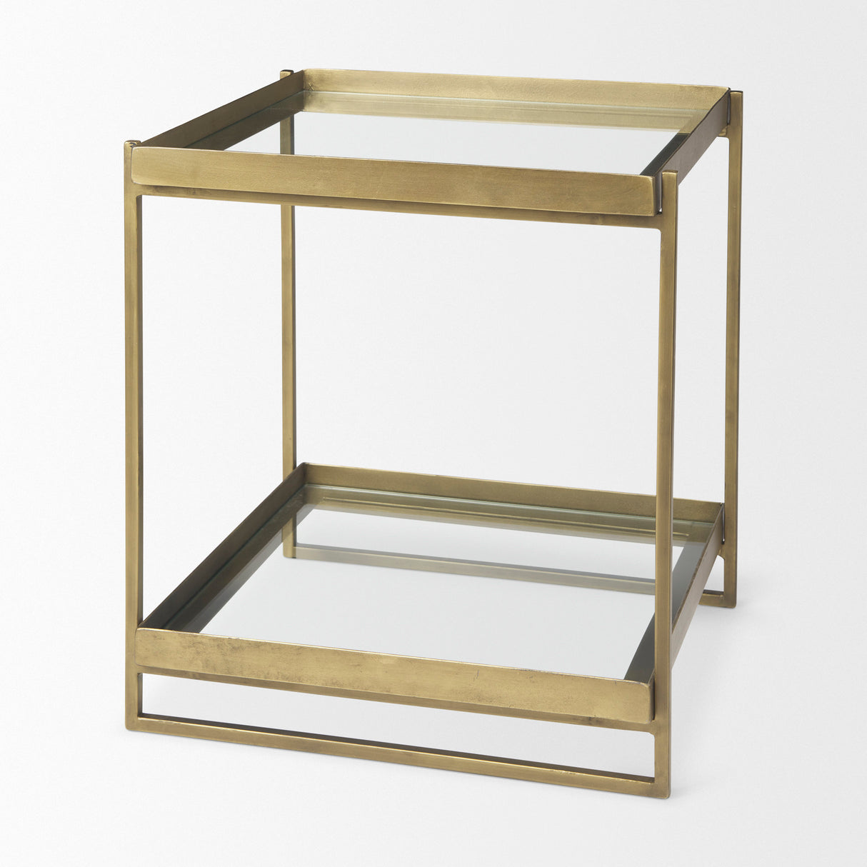 Trey Gold Metal W/Glass Accent Table from Mercana - Luna Furniture