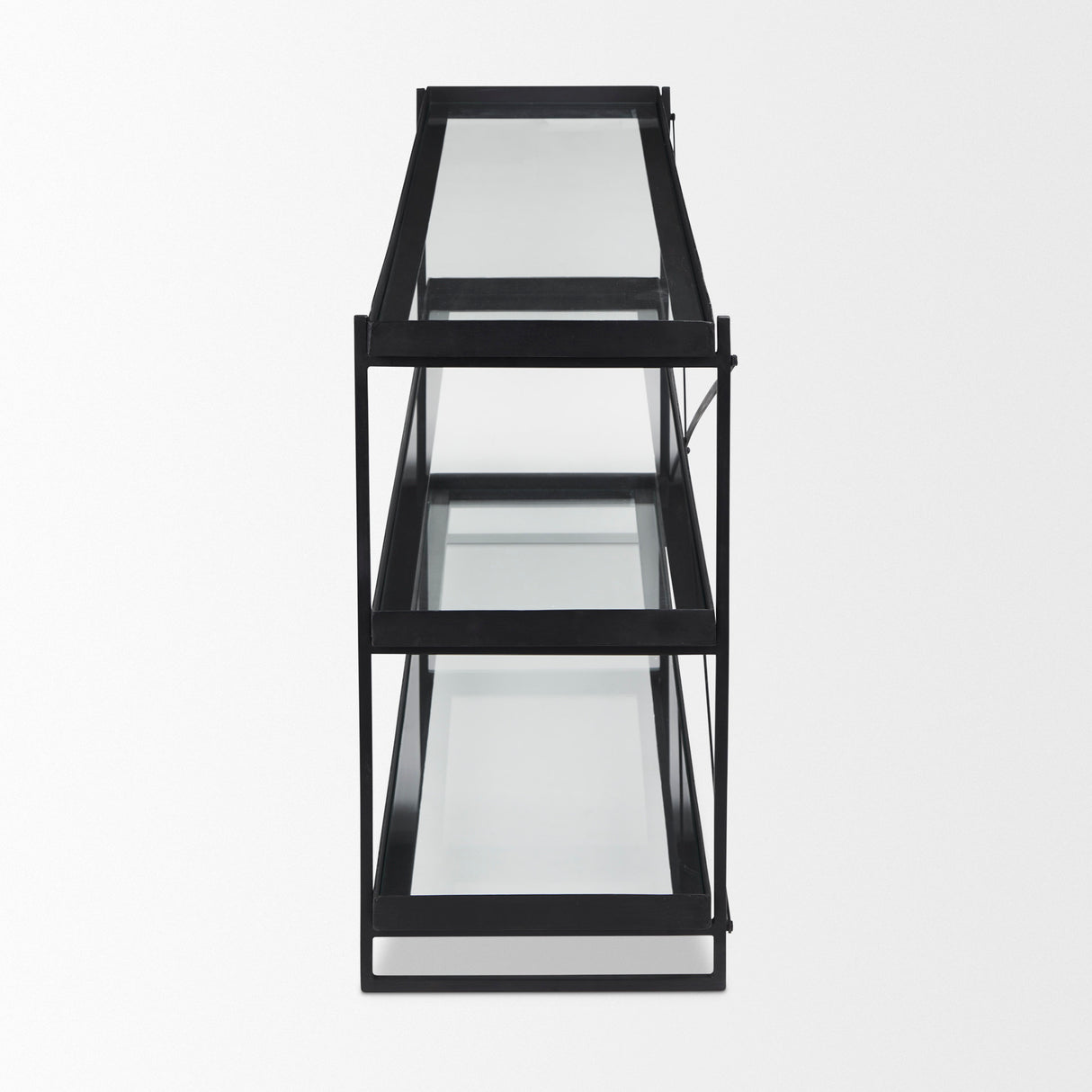 Trey 72.0"L x 16.0"W x 30.0"H Black Metal W/Glass Console Table from Mercana - Luna Furniture