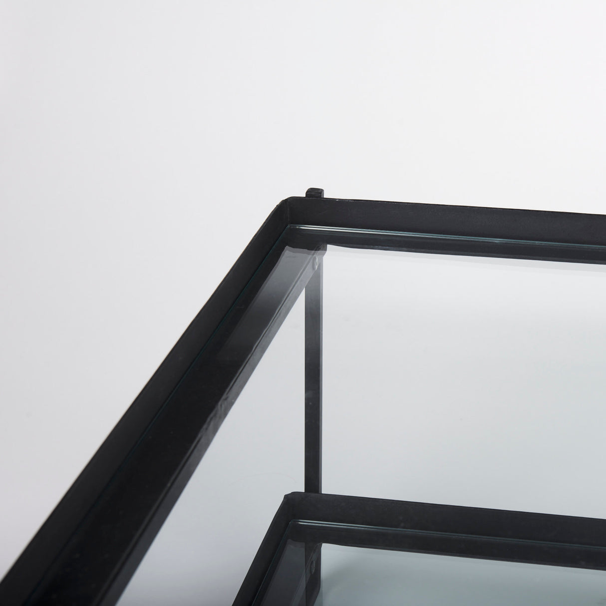Trey 56"L x 32"W x 17"H Black Metal W/Glass Coffee Table from Mercana - Luna Furniture