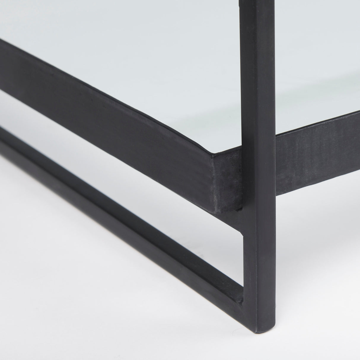Trey 56"L x 32"W x 17"H Black Metal W/Glass Coffee Table from Mercana - Luna Furniture