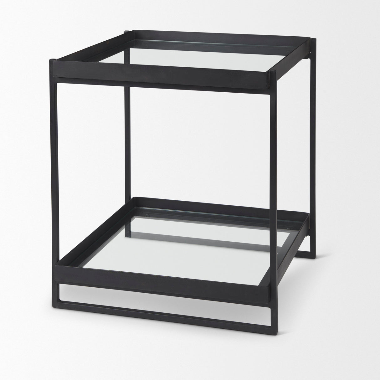 Trey Black Metal W/Glass Accent Table from Mercana - Luna Furniture