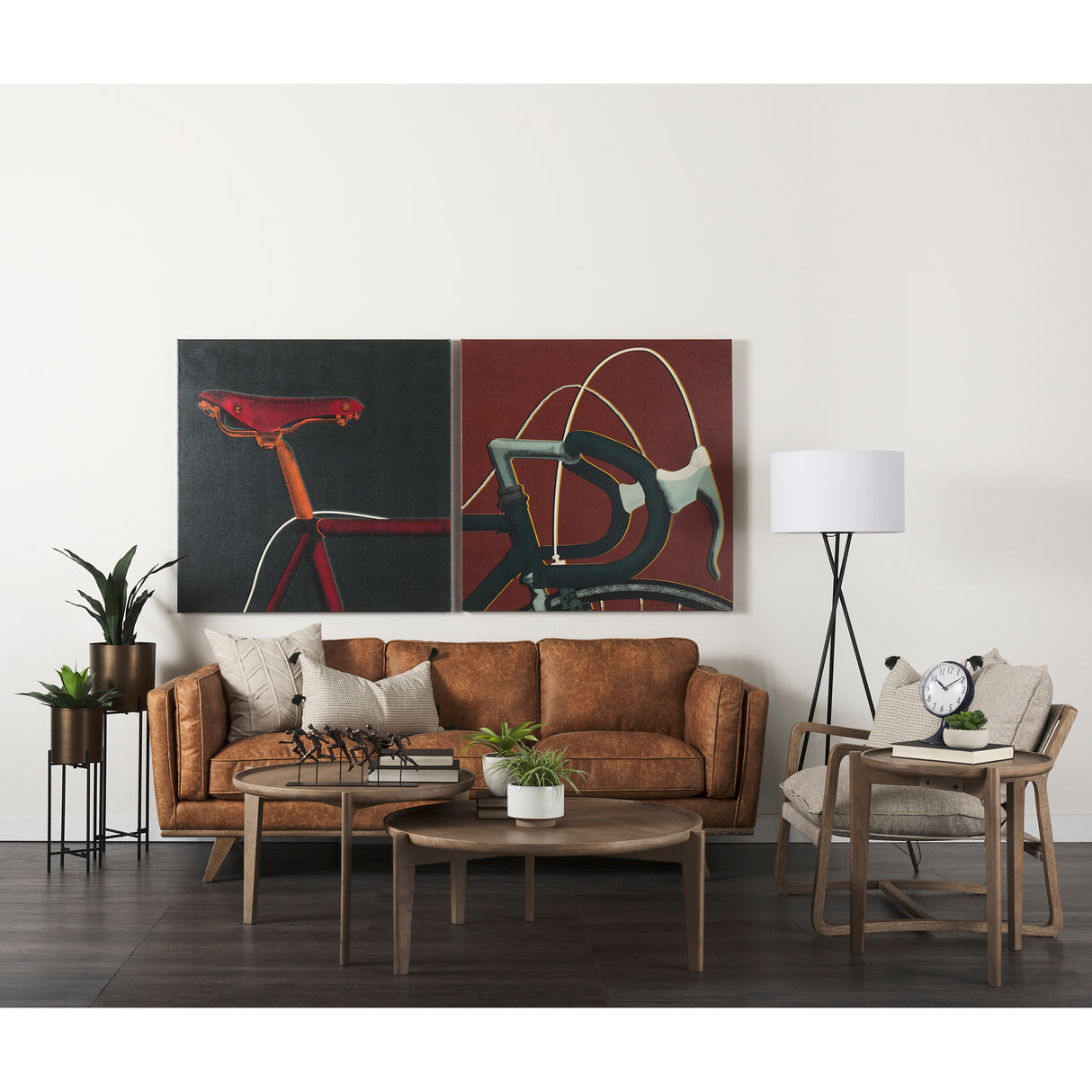 Brooks 90.2L x 34.8W x 33.5H Cognac Brown Faux Leather Three Seater Sofa W/ Medium Brown Wooden Legs from Mercana - Luna Furniture