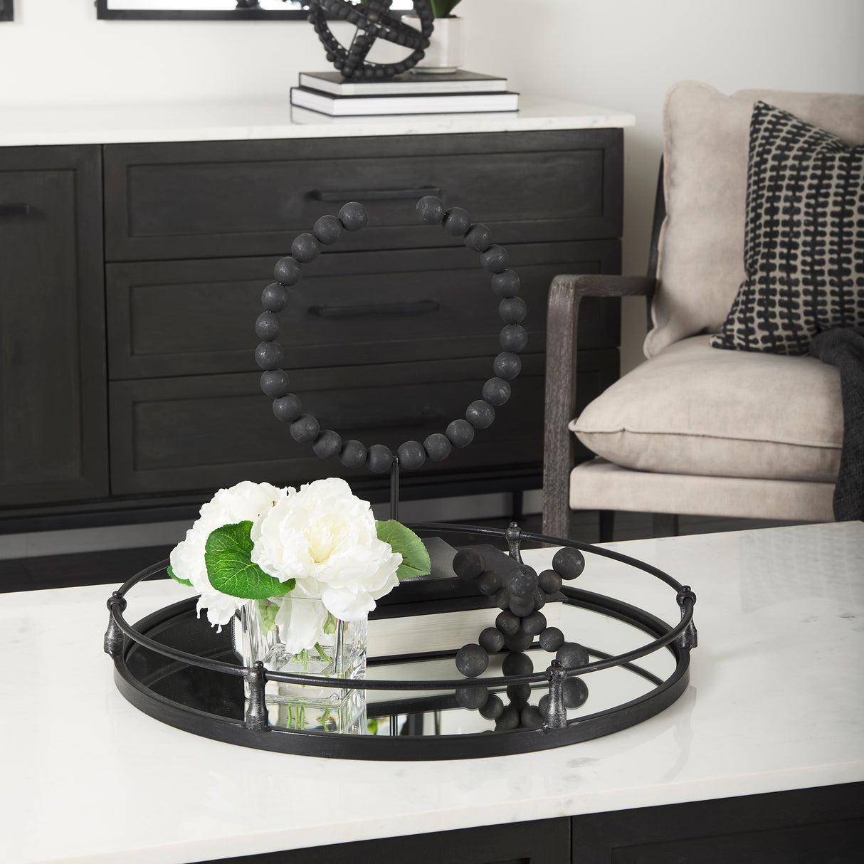 Tulane II (Large) 12L x 6W Black Beaded Broken Sphere Decorative Object from Mercana - Luna Furniture