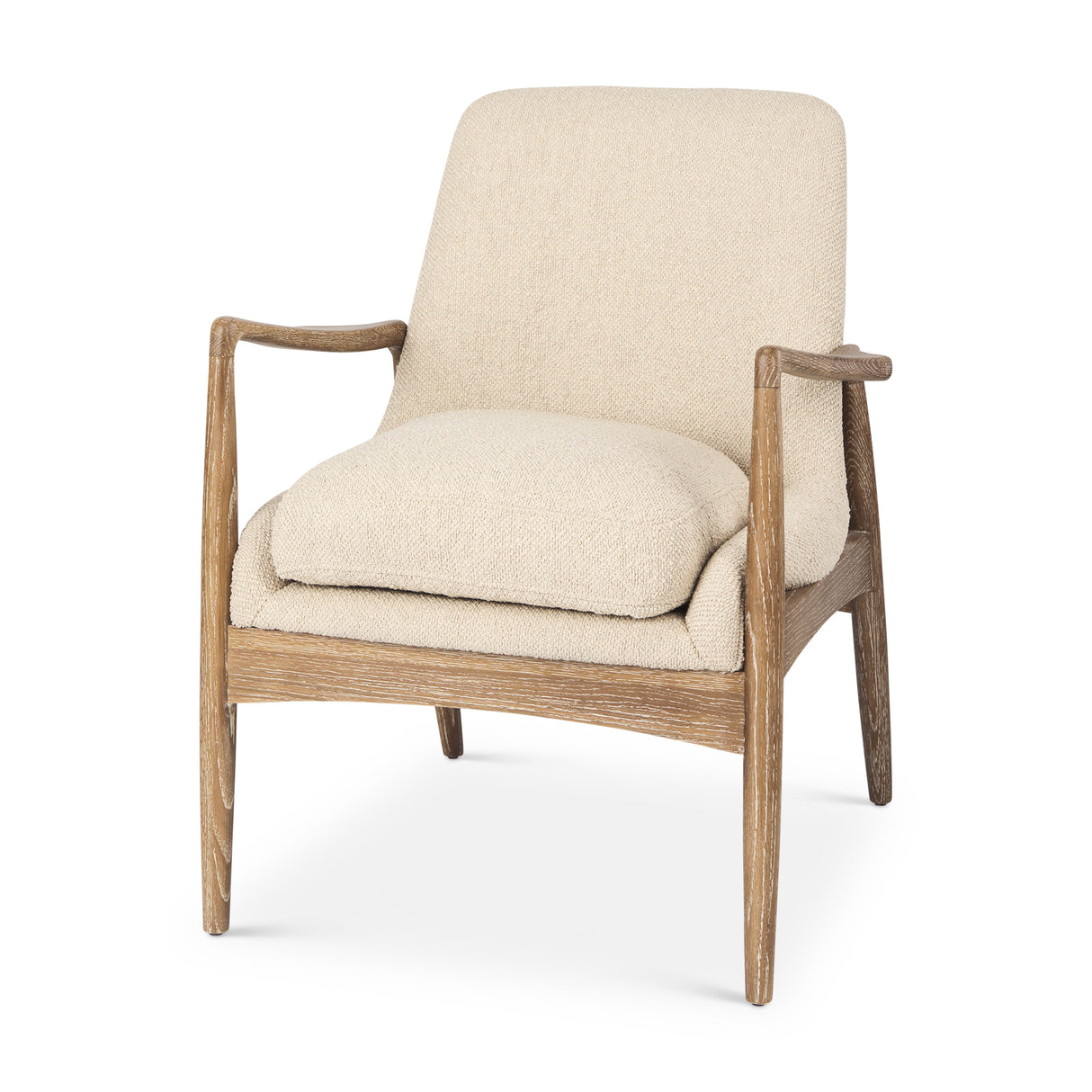 Westan Cream Boucle Fabric W/Light Brown Wood Accent Chair from Mercana - Luna Furniture