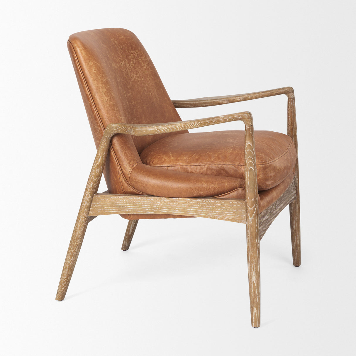 Westan Cognac Faux Leather W/Medium Brown Wood Accent Chair from Mercana - Luna Furniture