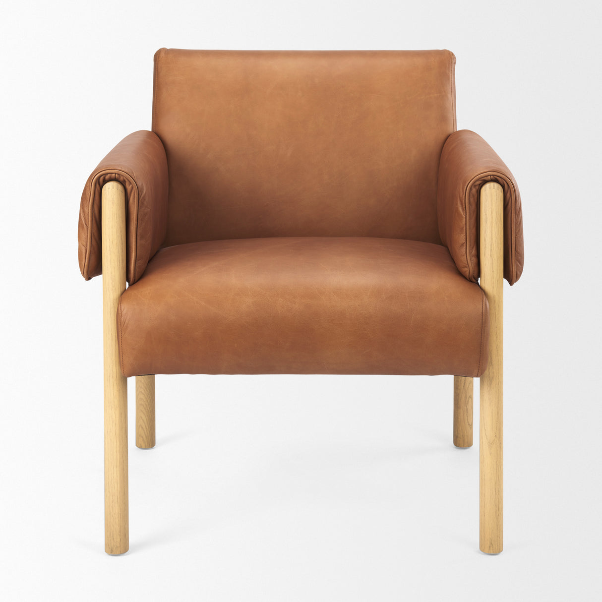 Ashton Brown Leather w/ Light Wood Accent Chair from Mercana - Luna Furniture