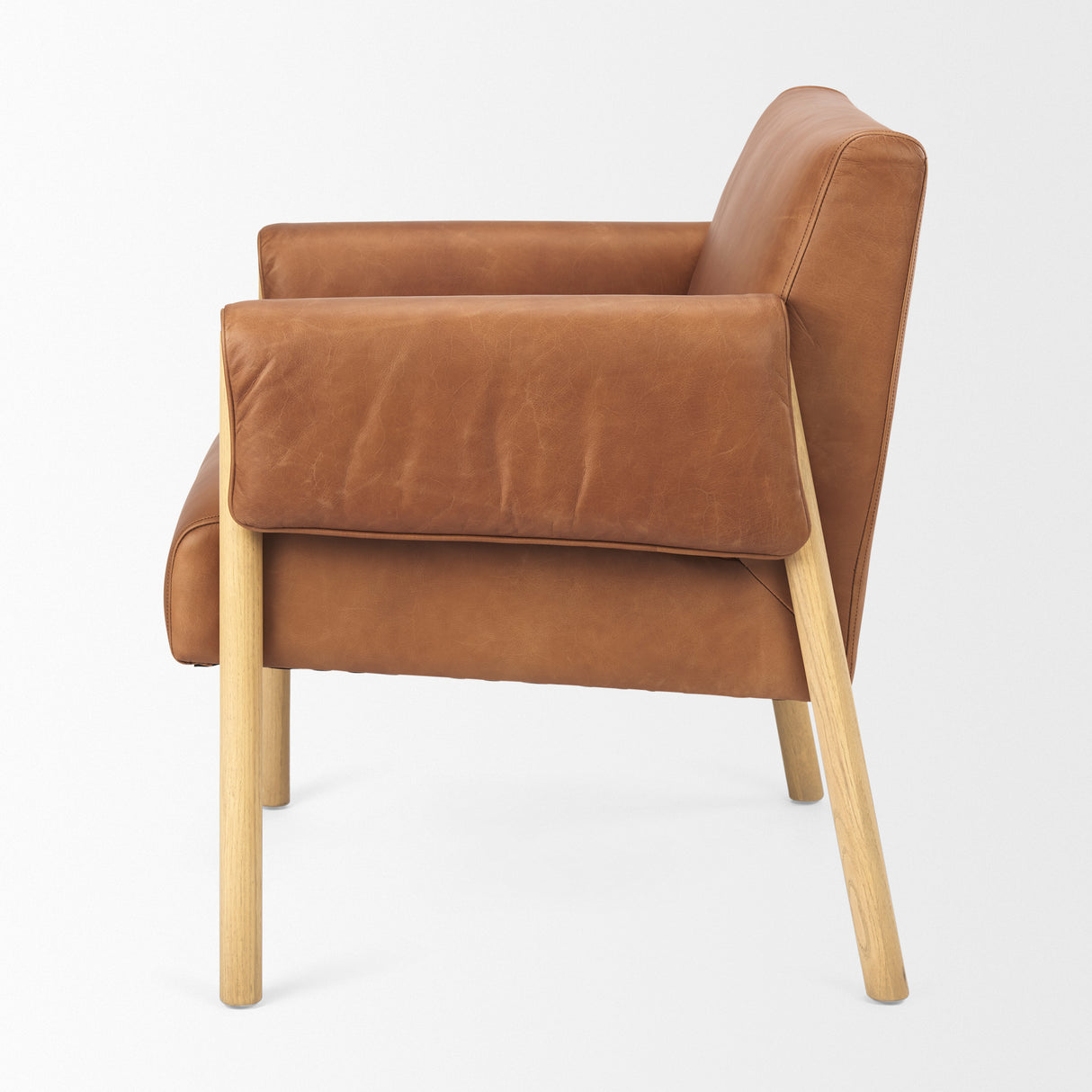 Ashton Brown Leather w/ Light Wood Accent Chair from Mercana - Luna Furniture