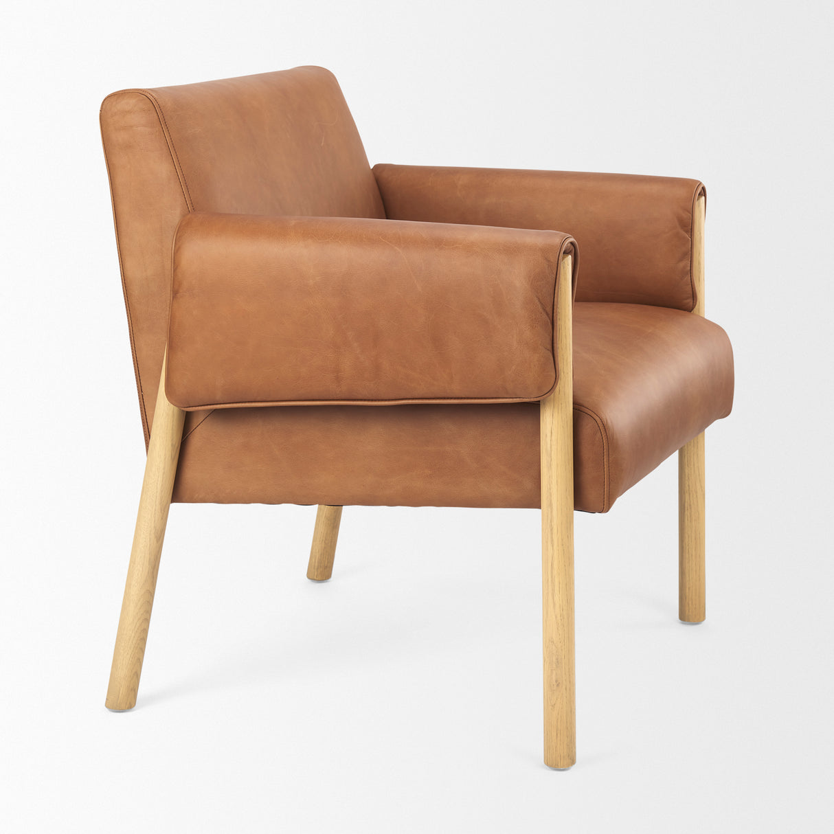Ashton Brown Leather w/ Light Wood Accent Chair from Mercana - Luna Furniture