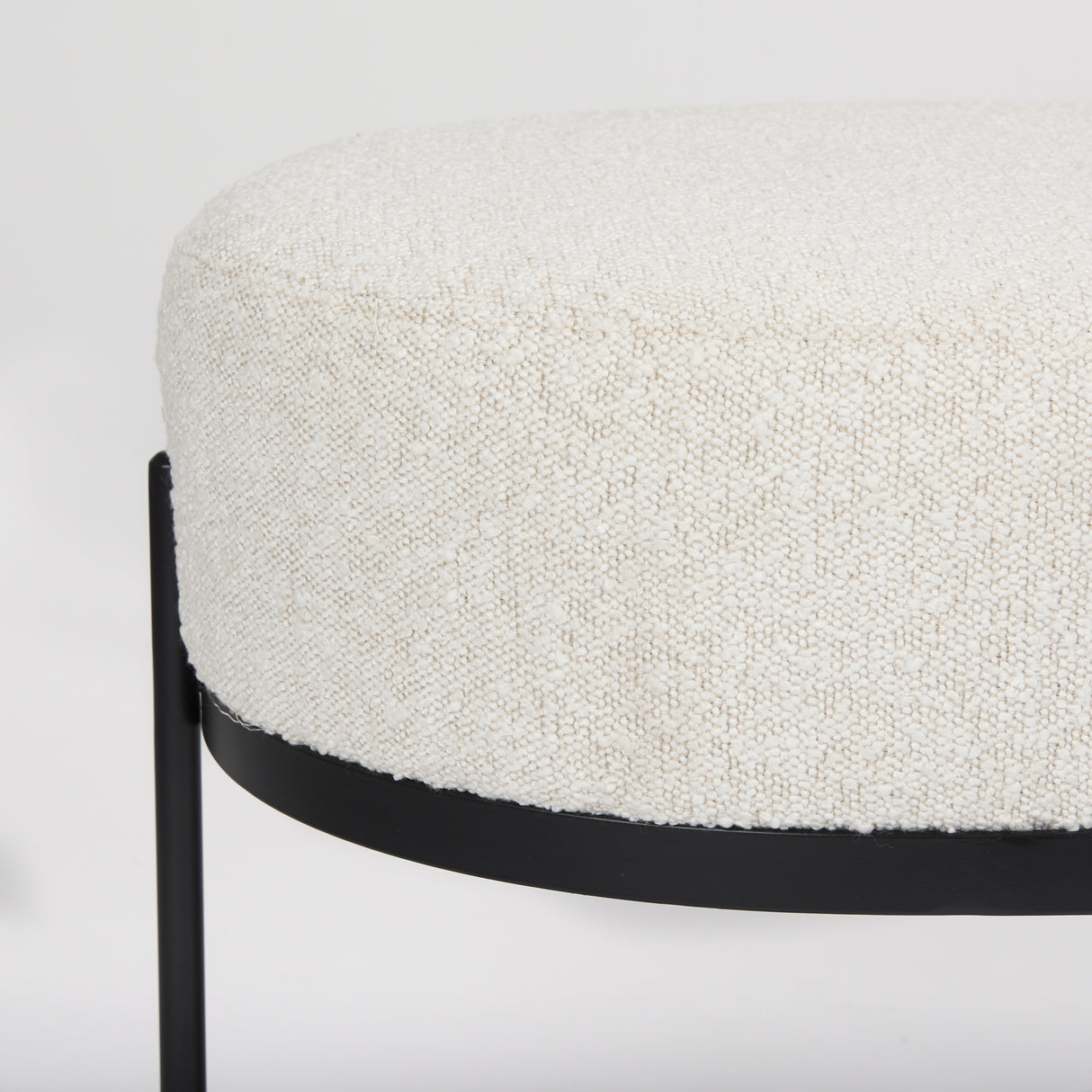 Amelia 55.0L x 18.0W x 18.0H Cream Boucle W/Black Metal Upholstered Bench from Mercana - Luna Furniture