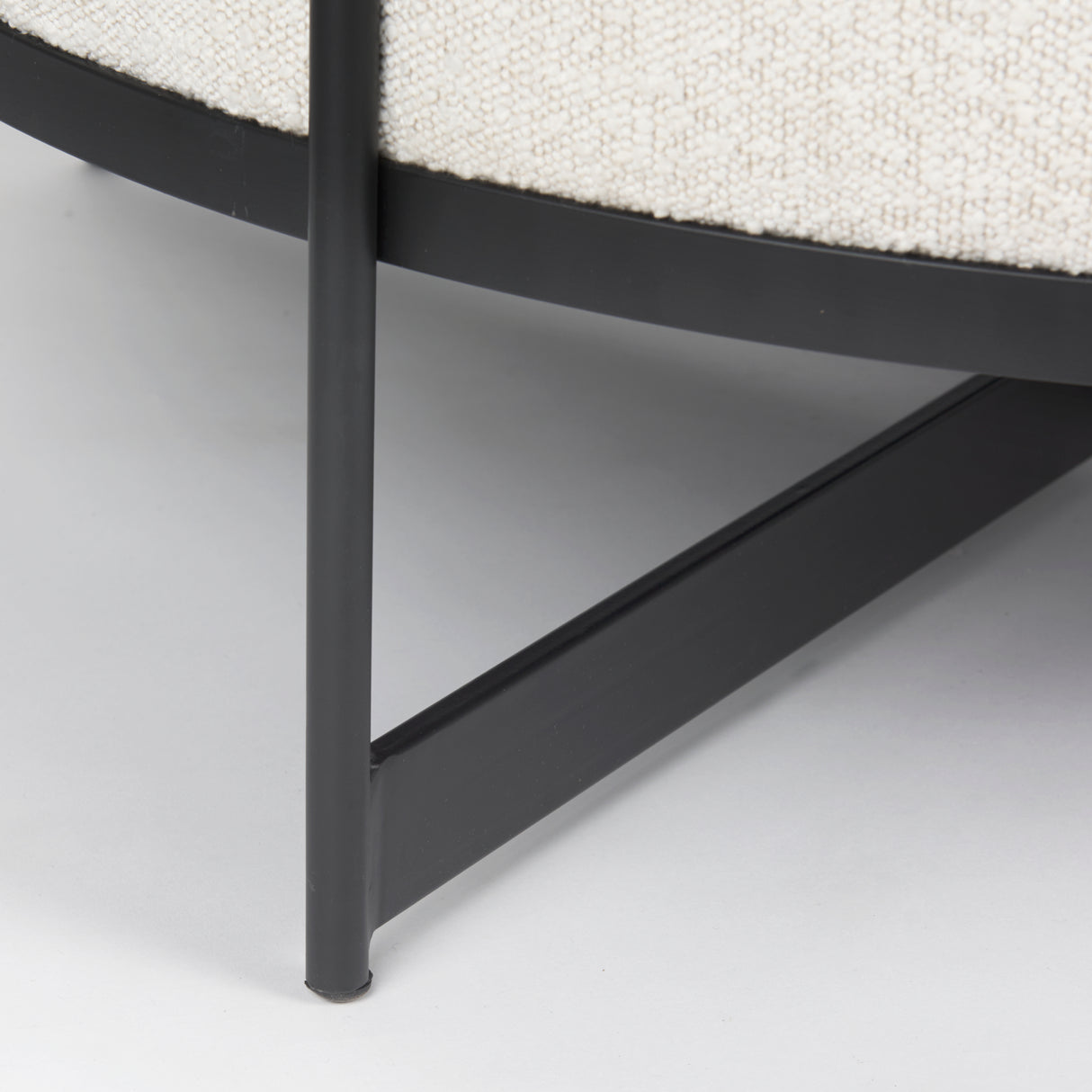 Amelia 35.8L x 35.8W x 17.5H Cream Boucle W/Black Metal Upholstered Ottoman from Mercana - Luna Furniture