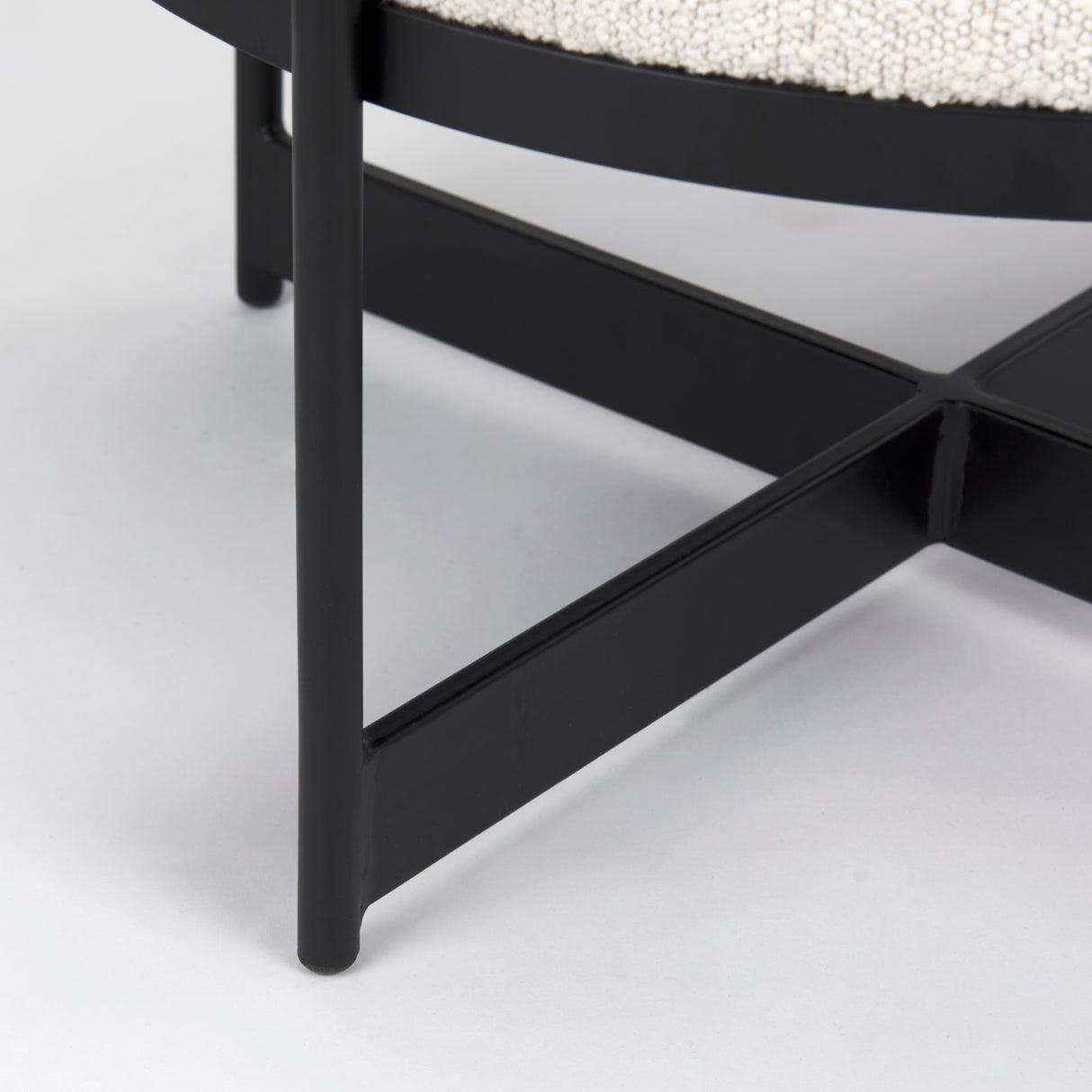 Amelia Cream Boucle W/Black Metal Upholstered Pouf from Mercana - Luna Furniture