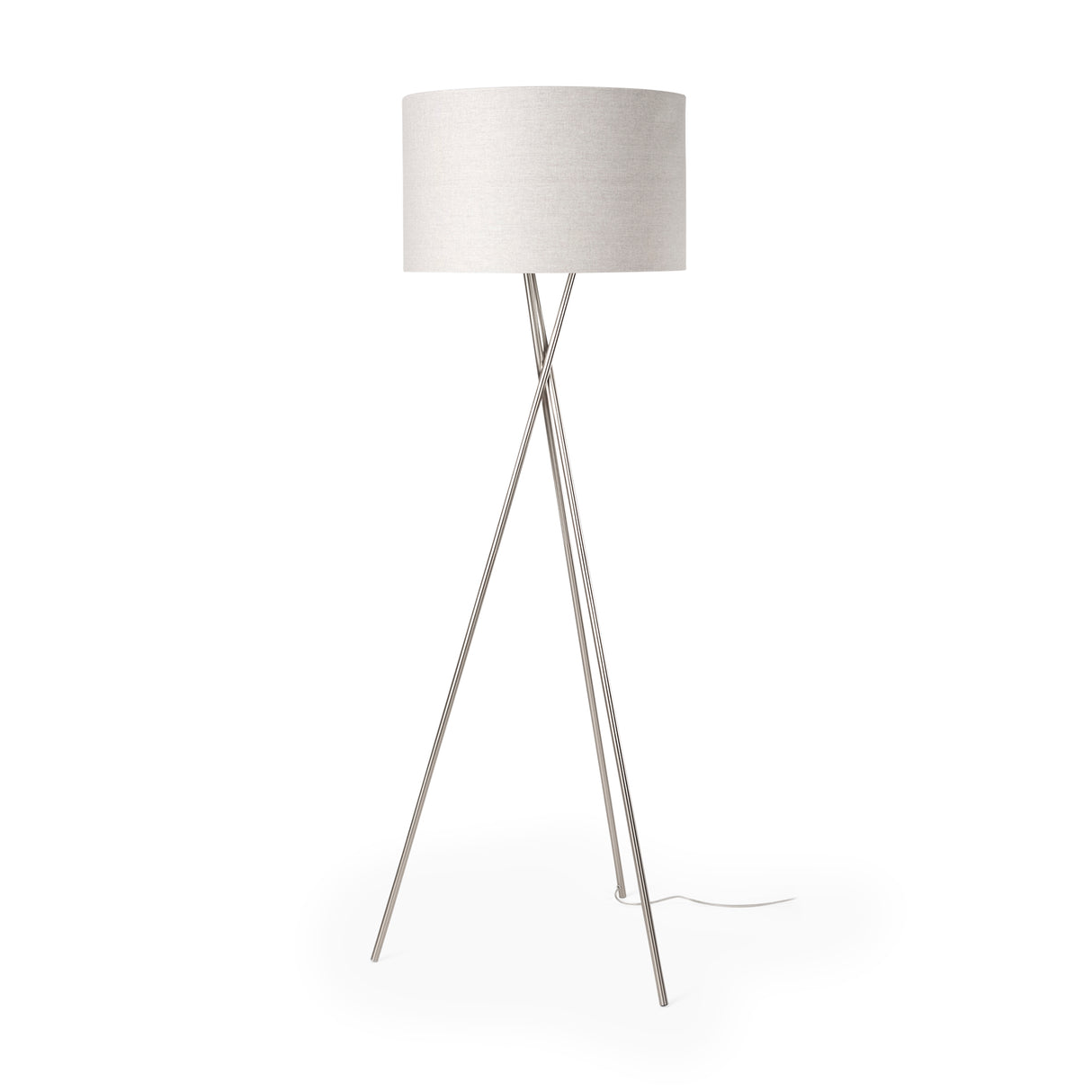 Ambrose 20.0L x 20.0W x 61.8H Silver Metal W/Beige Fabric Shade Floor Lamp from Mercana - Luna Furniture