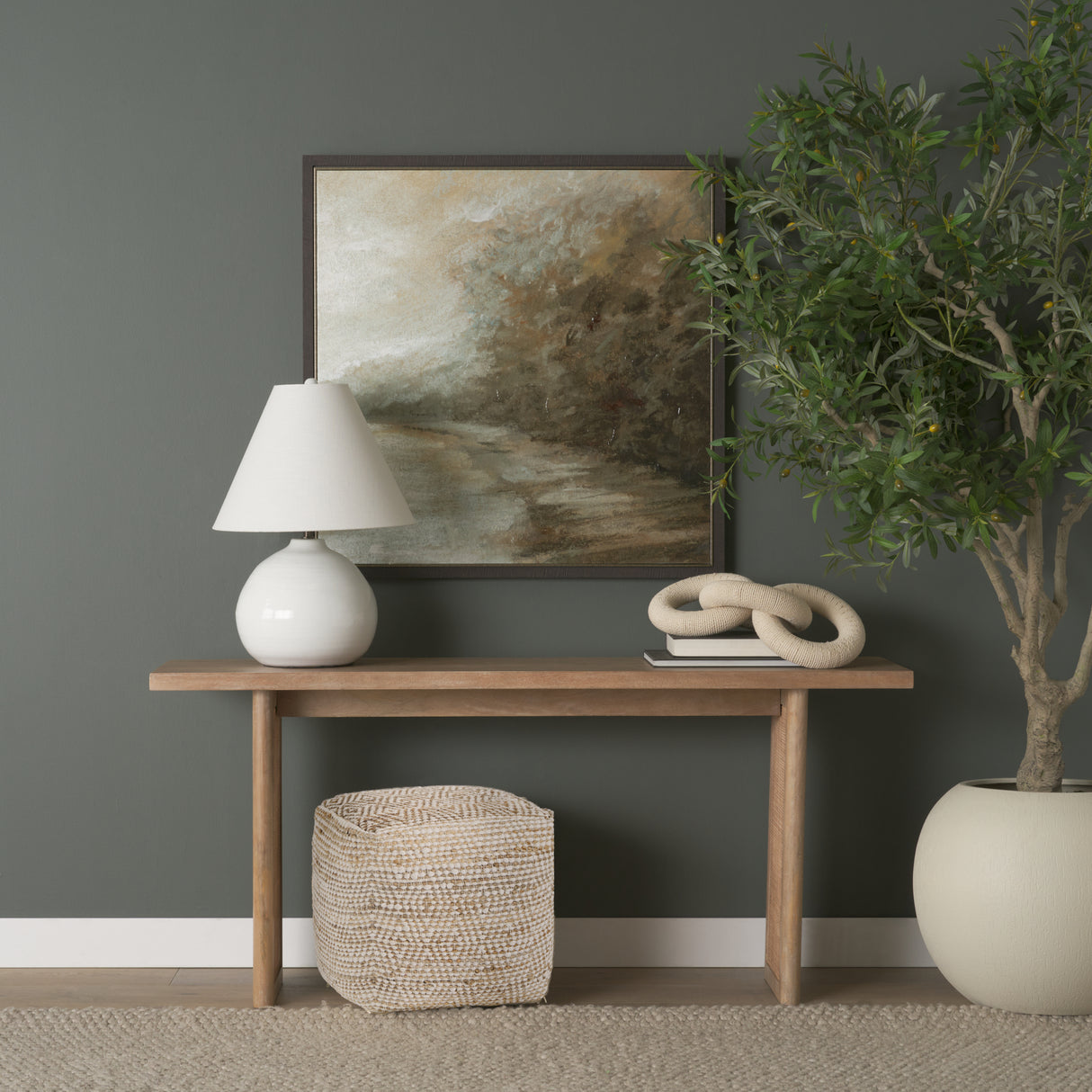 Ekani 16.0L x 16.0W x 16.0H Cream/Beige Cotton Pouf from Mercana - Luna Furniture
