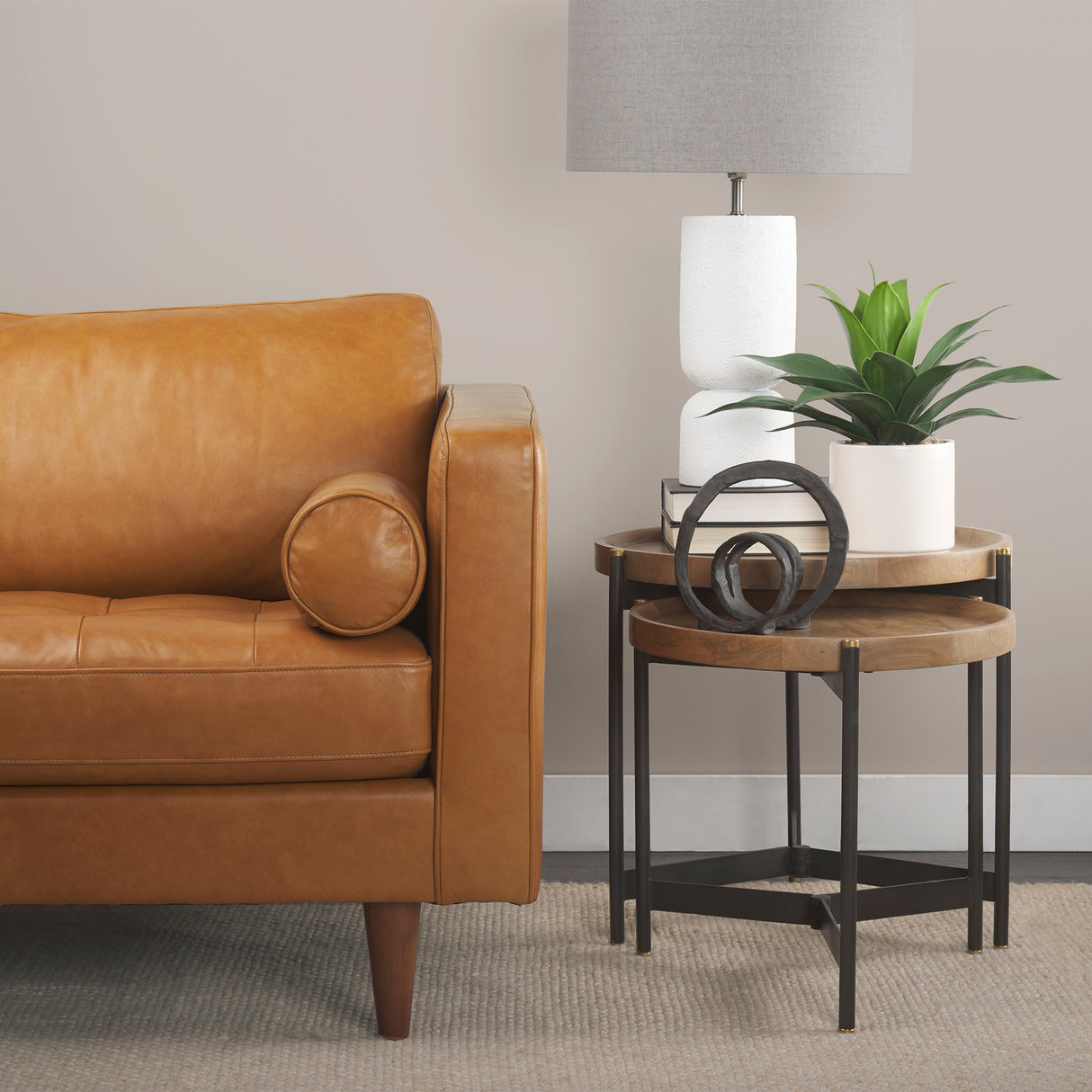 Svend 65.0L x 38.0W x 34.0H Tan Leather Love Seat Sofa from Mercana - Luna Furniture