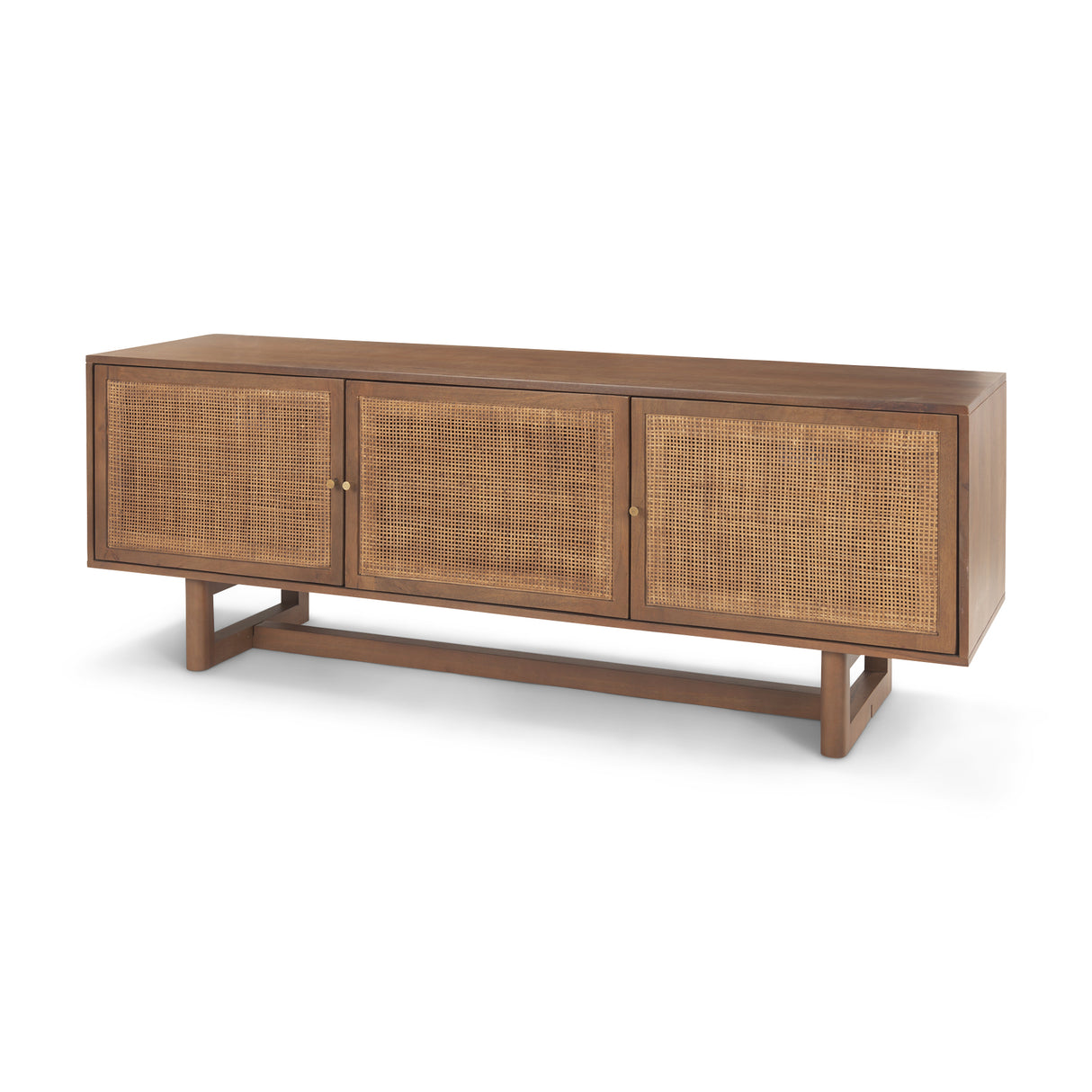 Grier 65" Medium Brown Wood W/ Cane Media Console from Mercana - Luna Furniture