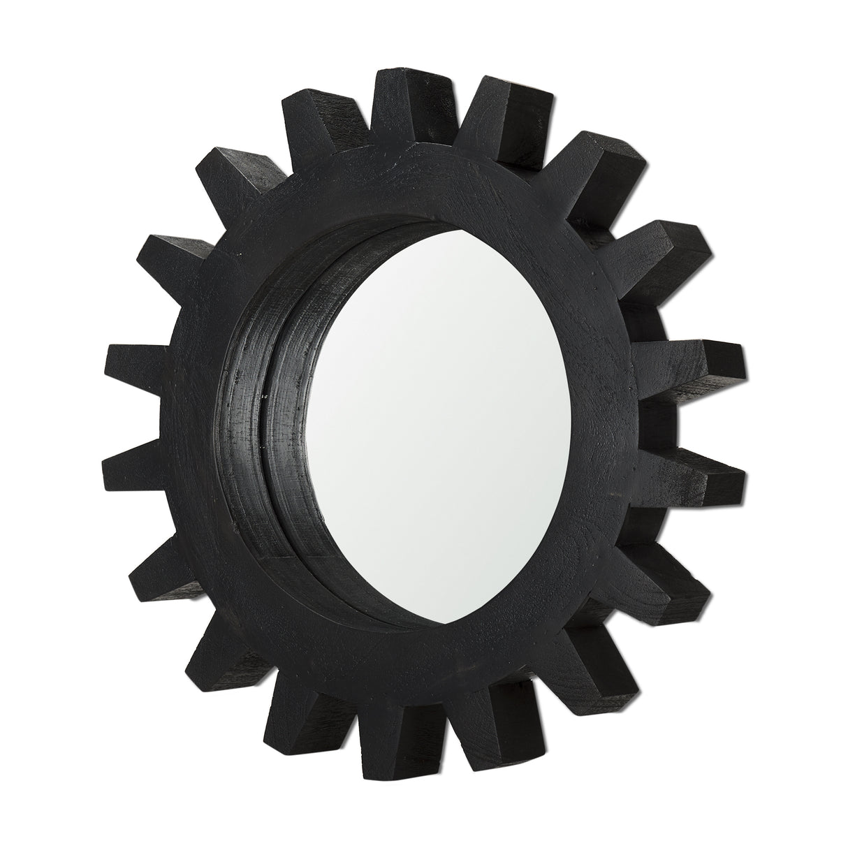 Sundance Cog 17" Round Black Wood Frame Mirror from Mercana - Luna Furniture
