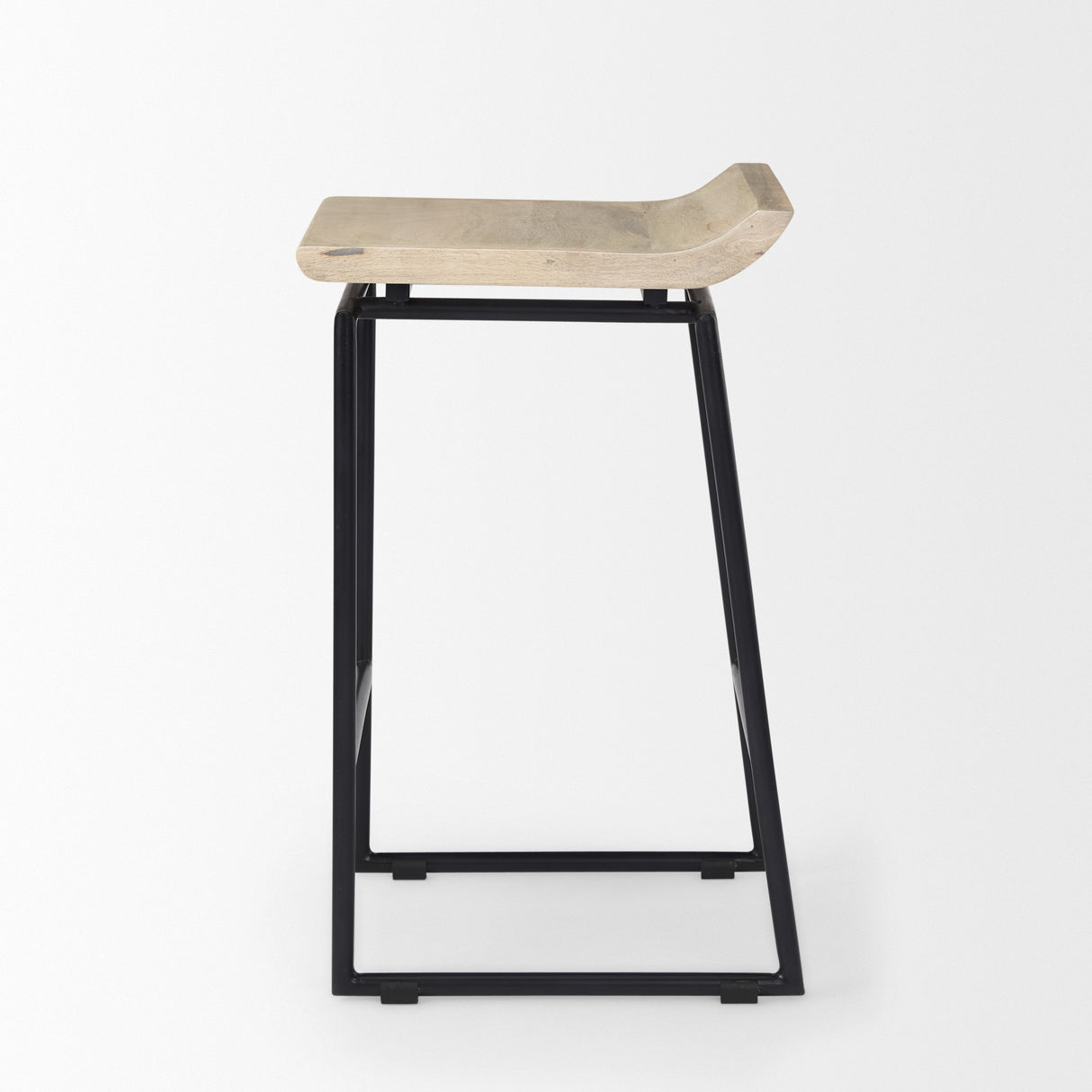 Givens 25.8"H Seat Height Natural Wood W/Black Metal Counter Stool from Mercana - Luna Furniture