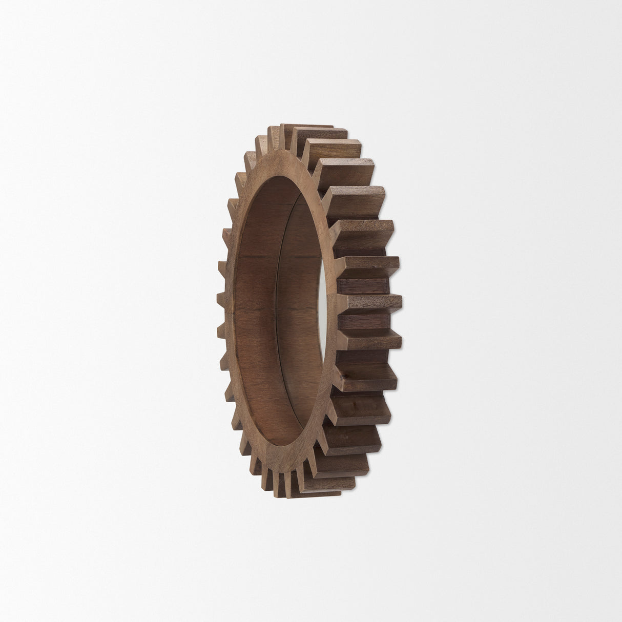 Cog Mirror 26" Round Brown Wood Frame Mirror from Mercana - Luna Furniture