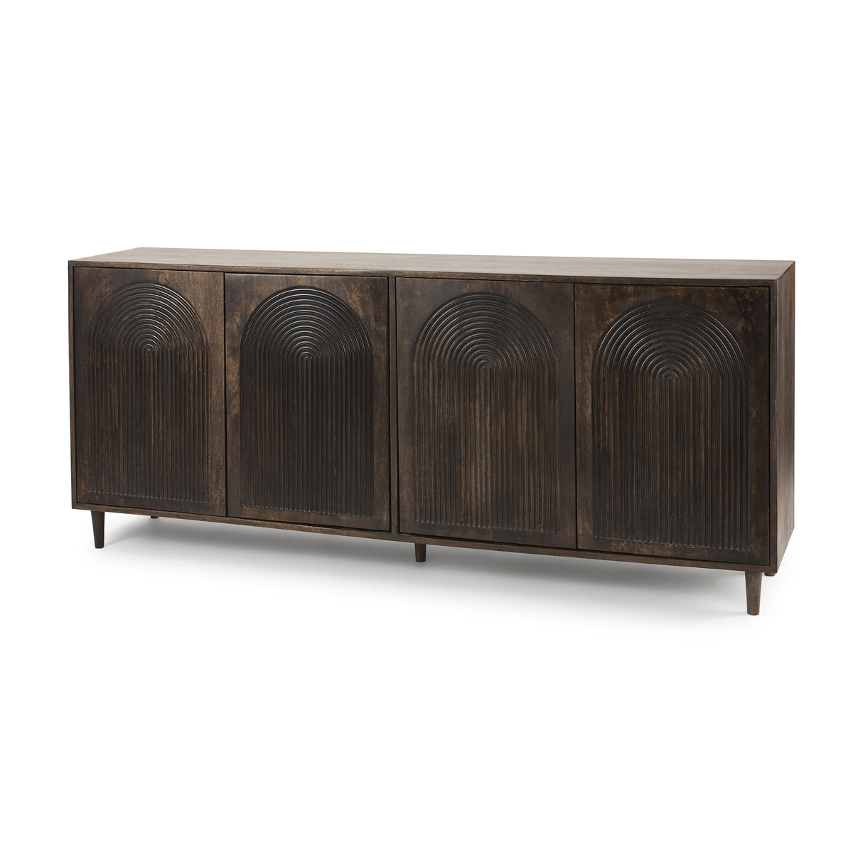 Tucker Dark Brown w/ Carved Arch Pattern 4 Door Sideboard from Mercana - Luna Furniture