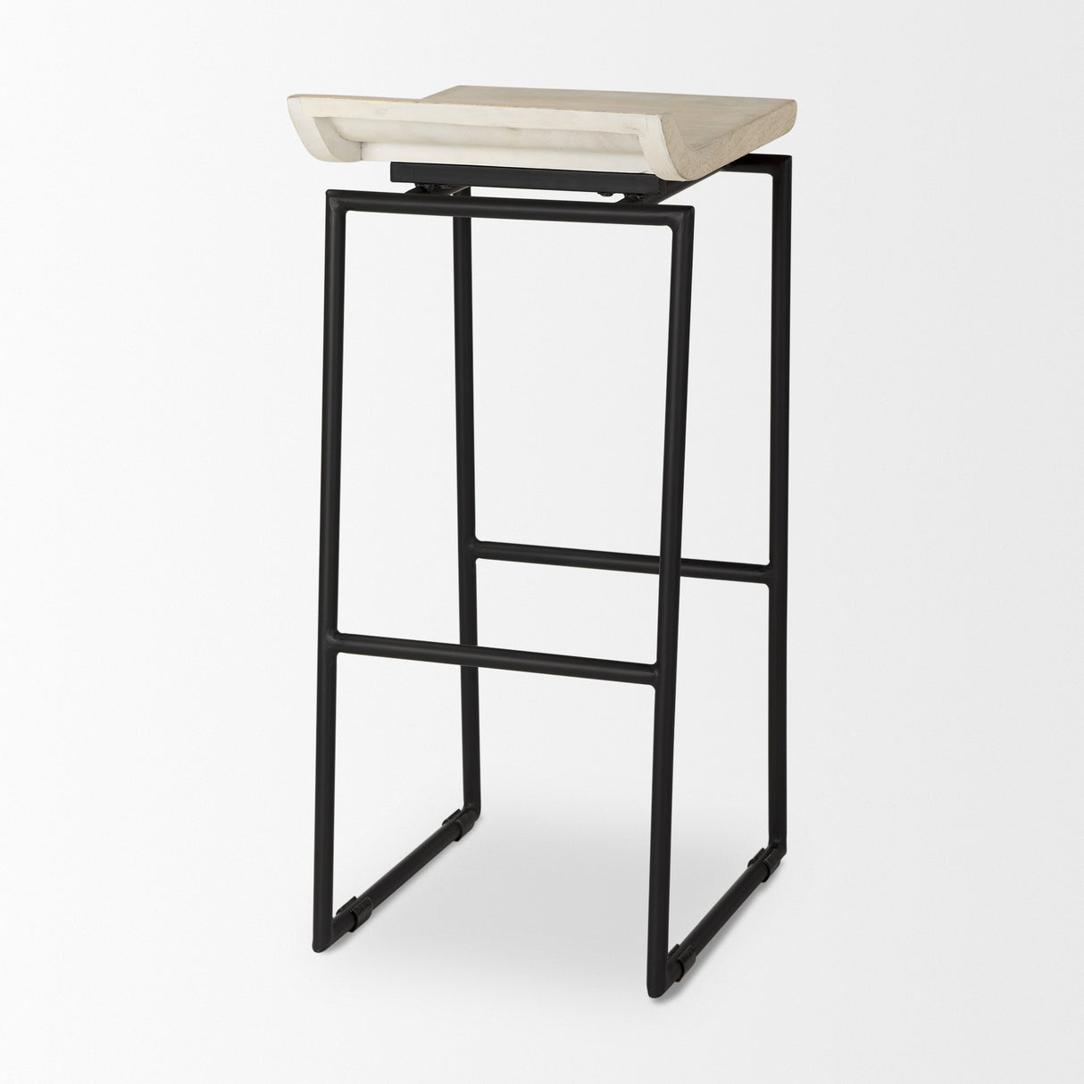 Givens 31.8"H Seat Height Natural Wood W/Black Metal Frame Bar Stool from Mercana - Luna Furniture