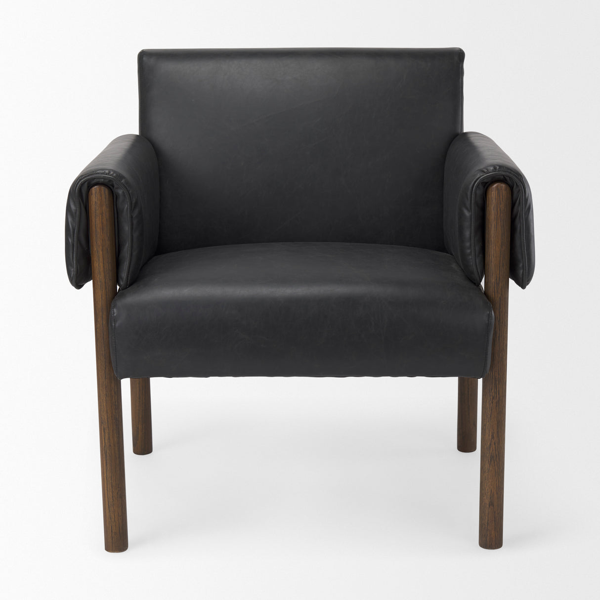 Ashton Black Vegan Leather w/ Dark Brown Wood Accent Chair from Mercana - Luna Furniture