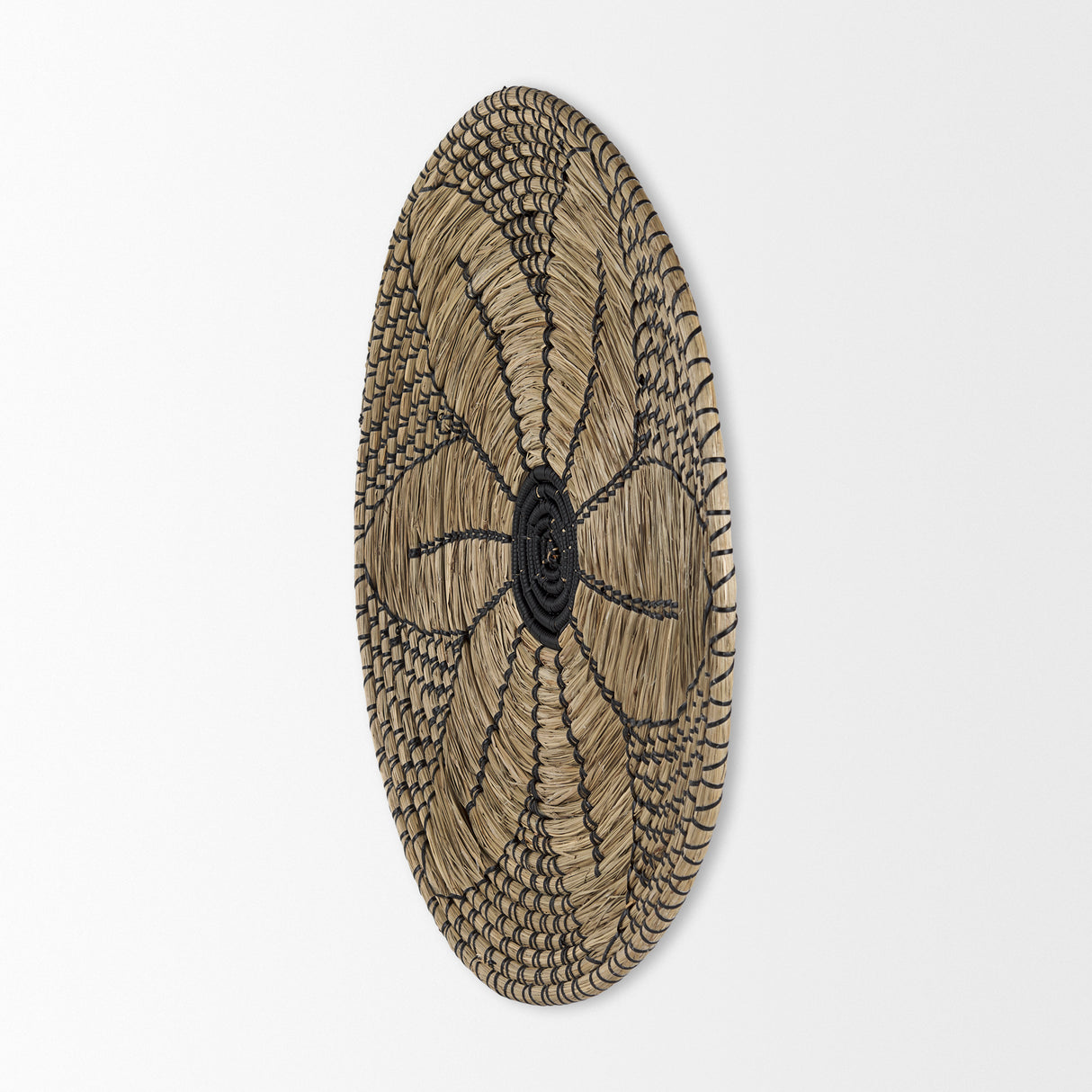 Mekhi 24.0L x 24.0W x 3.5 Light Brown Seagrass W/Black String Round Wall Hanging Plate from Mercana - Luna Furniture